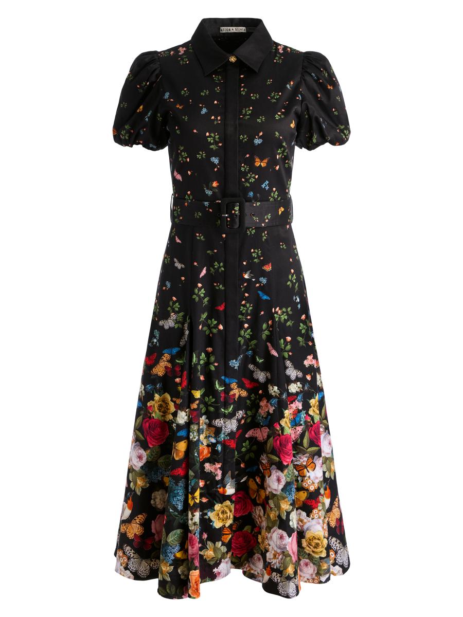 ALICE + OLIVIA Henrietta Floral Belted Shirtdress | Saks Fifth Avenue