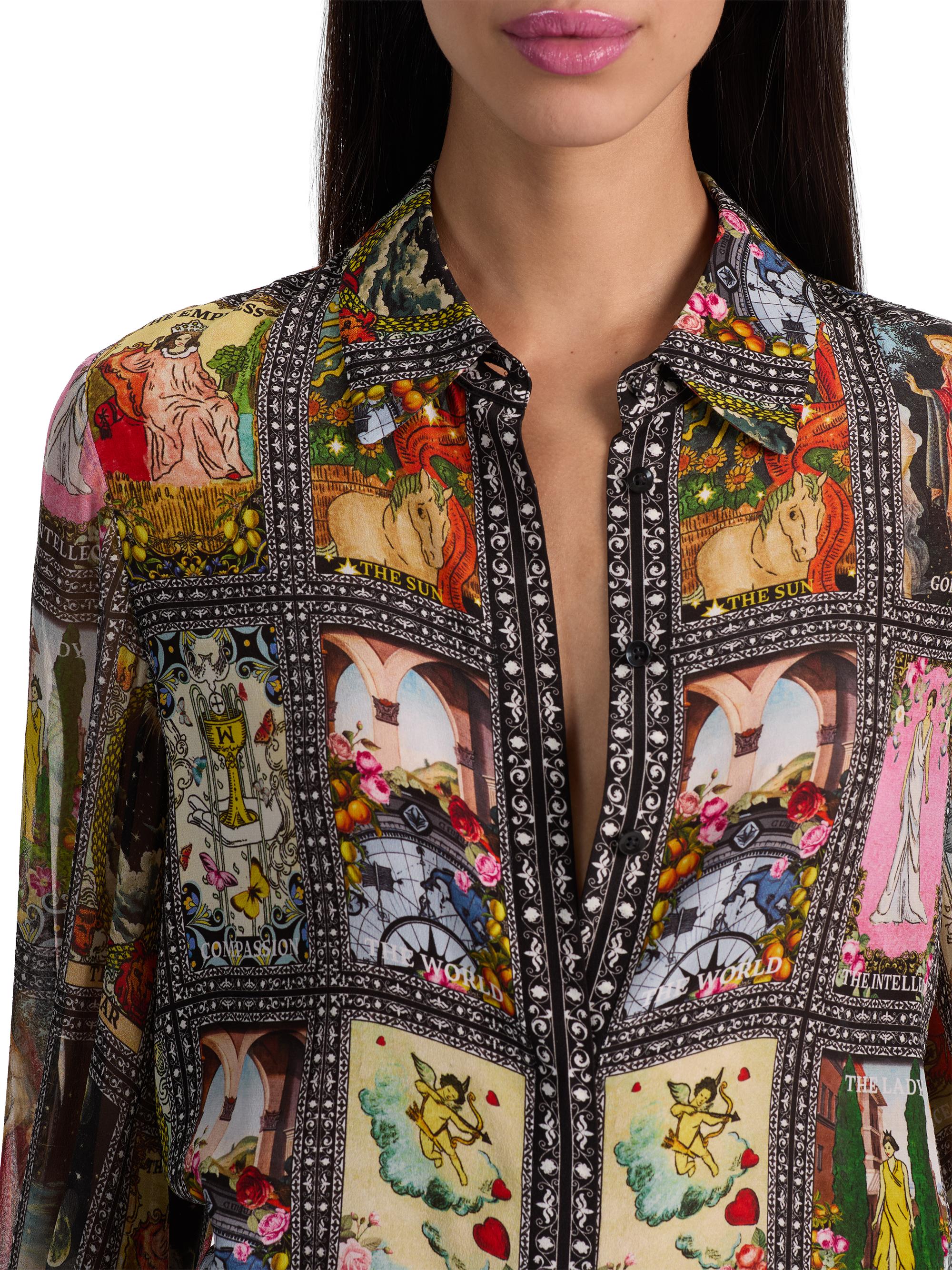 ALICE + OLIVIA Wan Tarot-Printed Silk Blouse | Saks Fifth Avenue