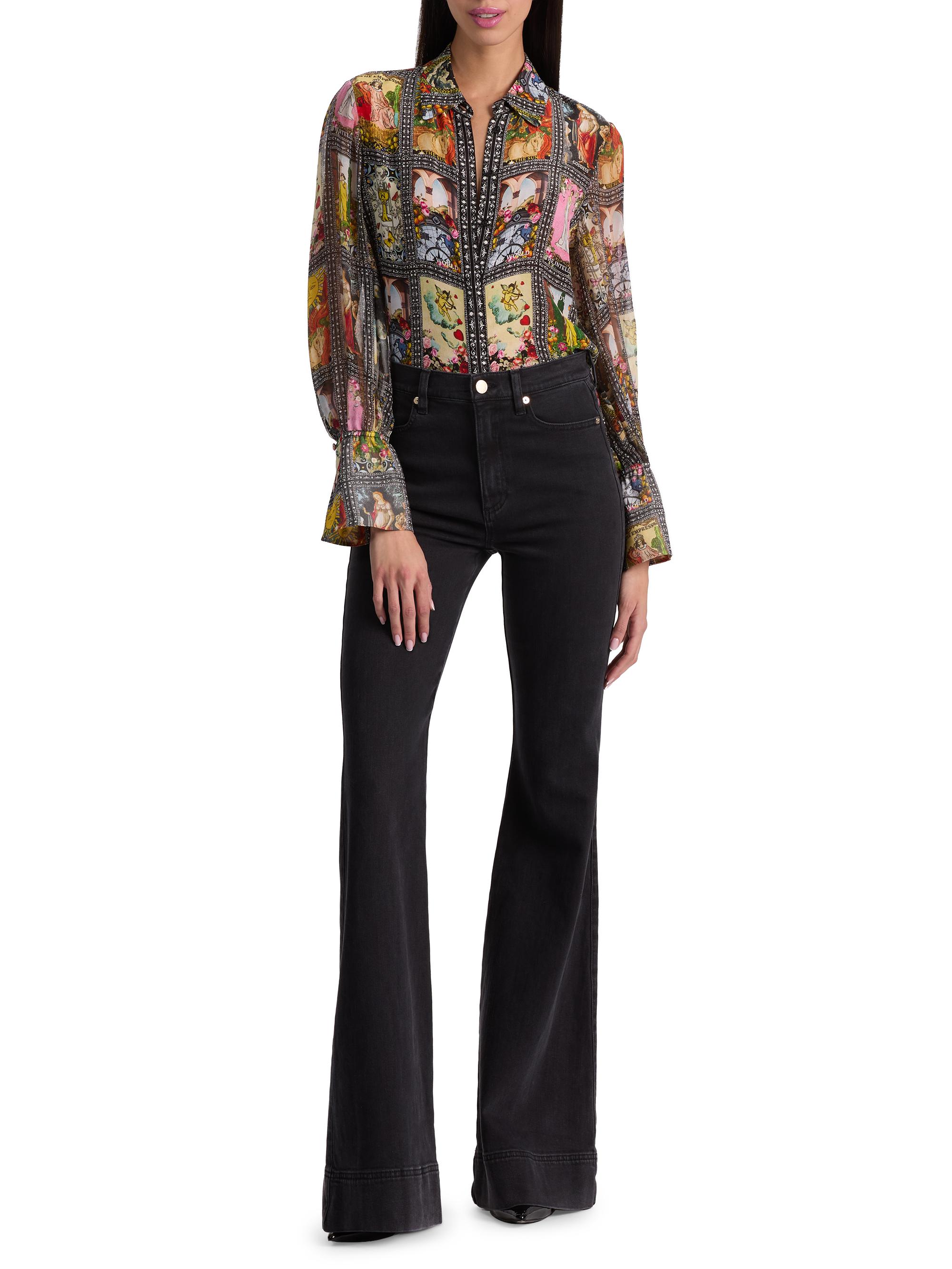 alice + olivia タロット柄 長袖シルクシャツ ALICE + OLIVIA Wan Tarot-Printed Silk Blouse | Saks Fifth Avenue