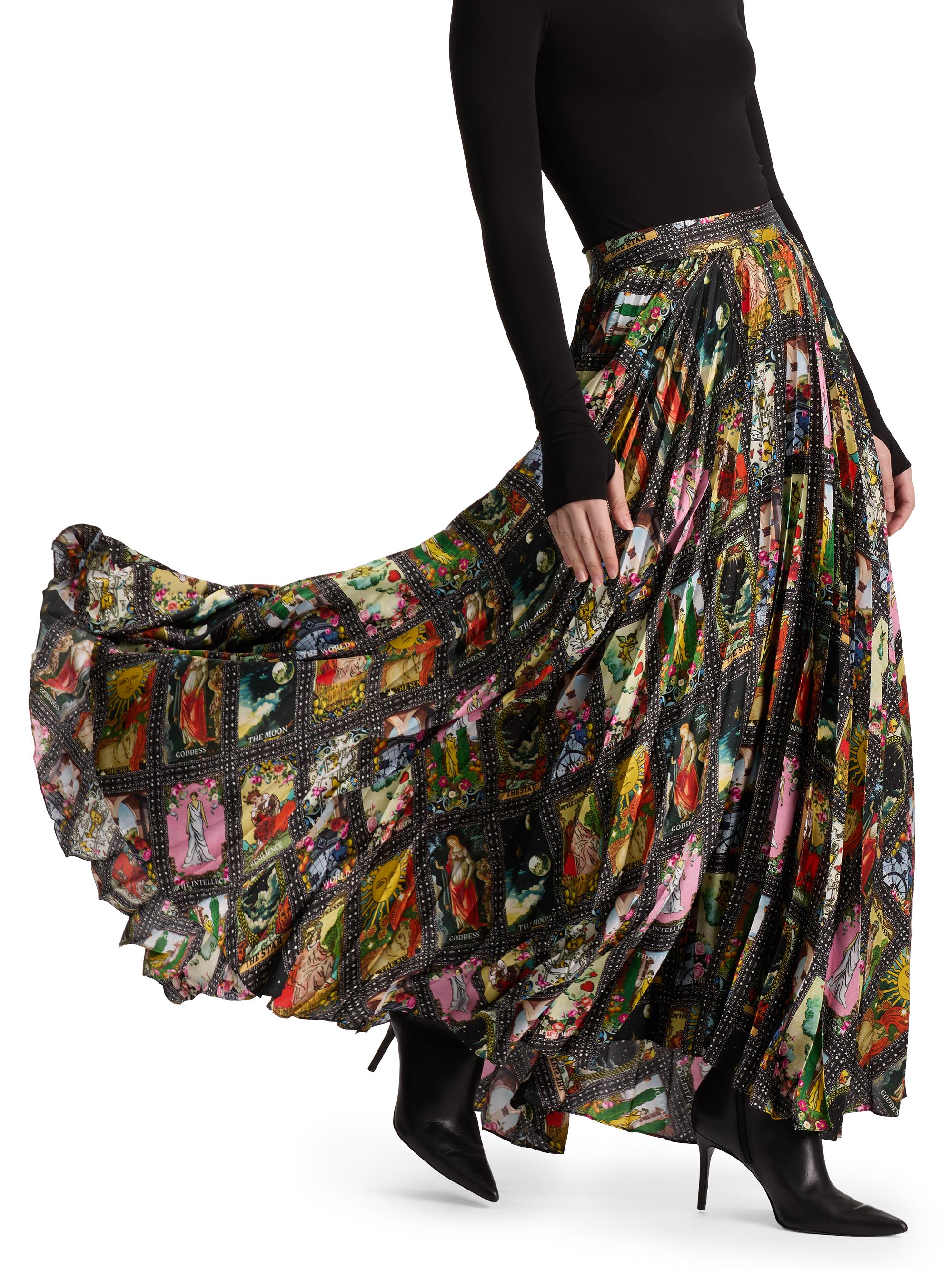 ALICE + OLIVIA Katz Sunburst Pleated Maxi Skirt | Saks Fifth Avenue