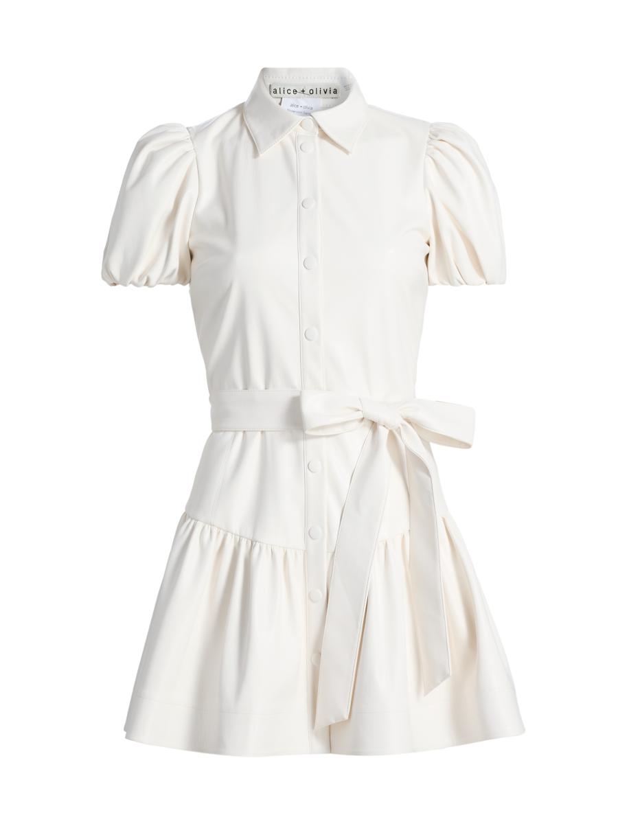 Alice And Olivia Women's Henrietta Belted Faux-leather Minidress In White