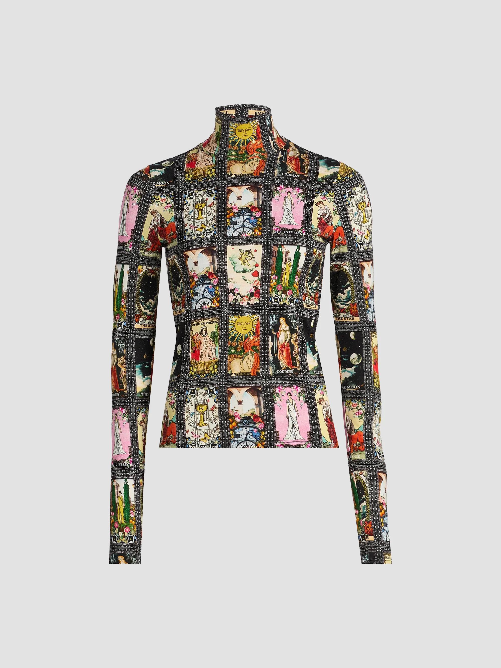 ALICE + OLIVIA Delaina Tarot Turtleneck Top | Saks Fifth Avenue