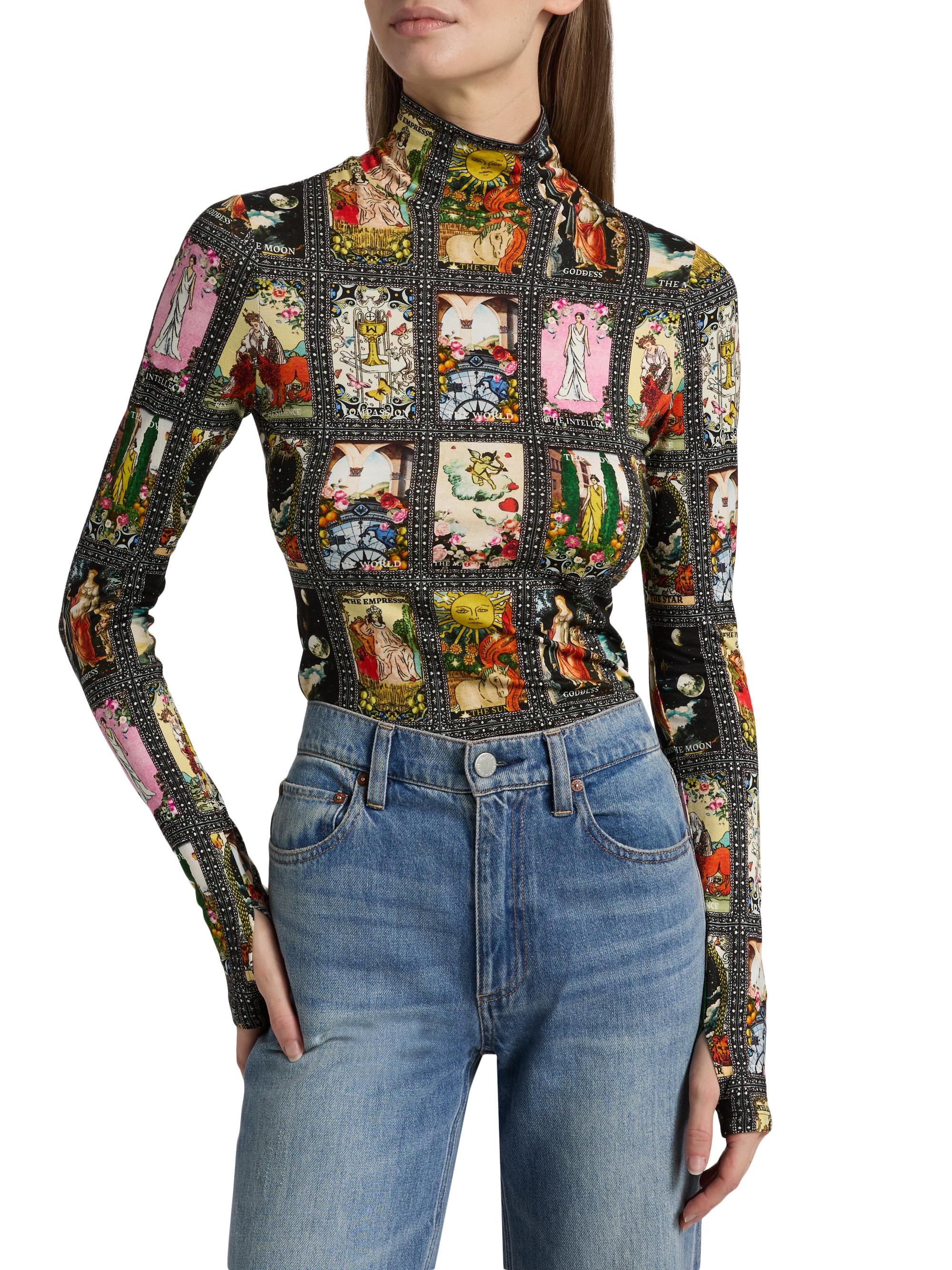 ALICE + OLIVIA Delaina Tarot Turtleneck Top | Saks Fifth Avenue