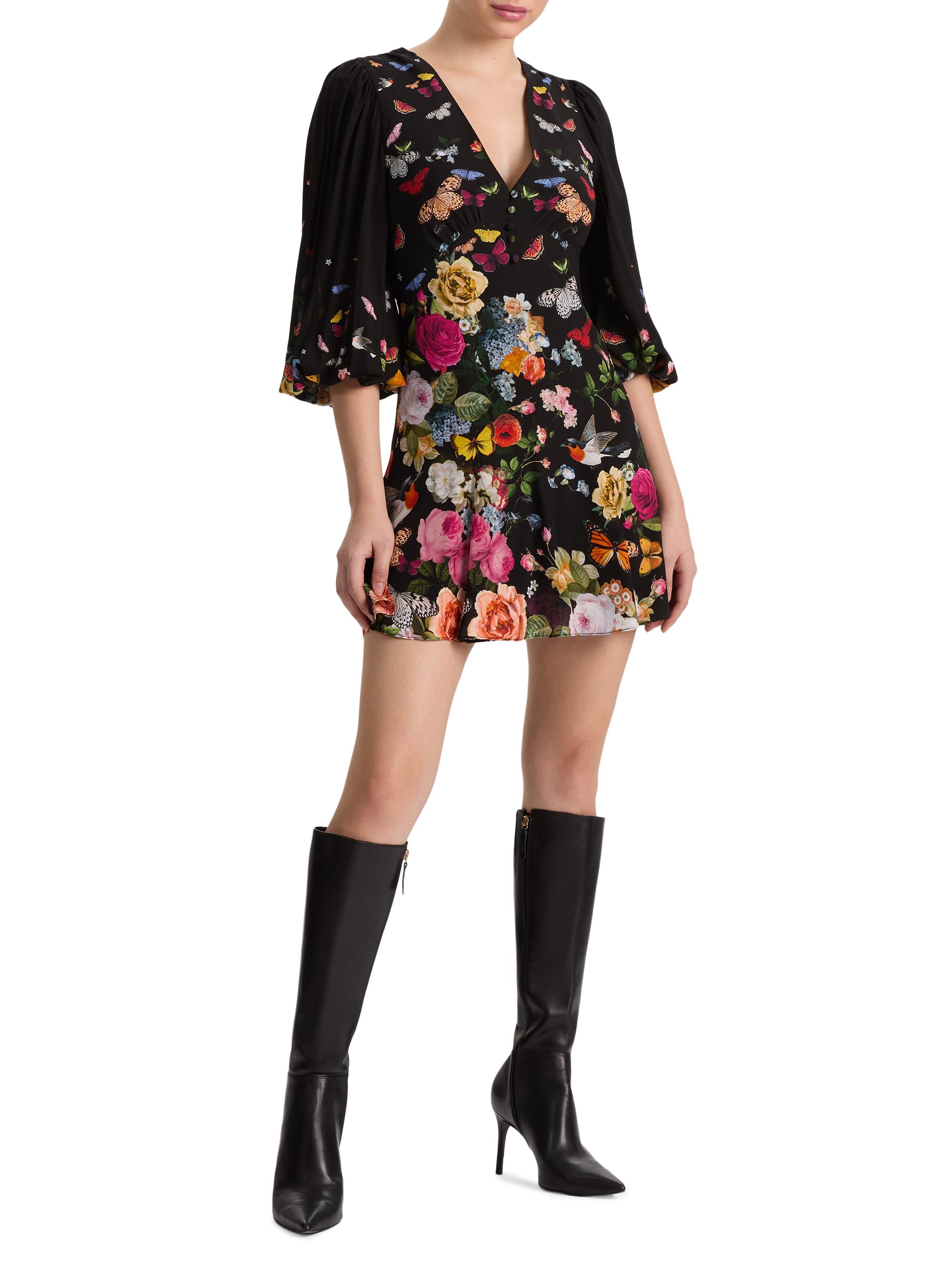 ALICE + OLIVIA Irene Floral Butterfly Empire Waist Minidress | Saks Fifth  Avenue