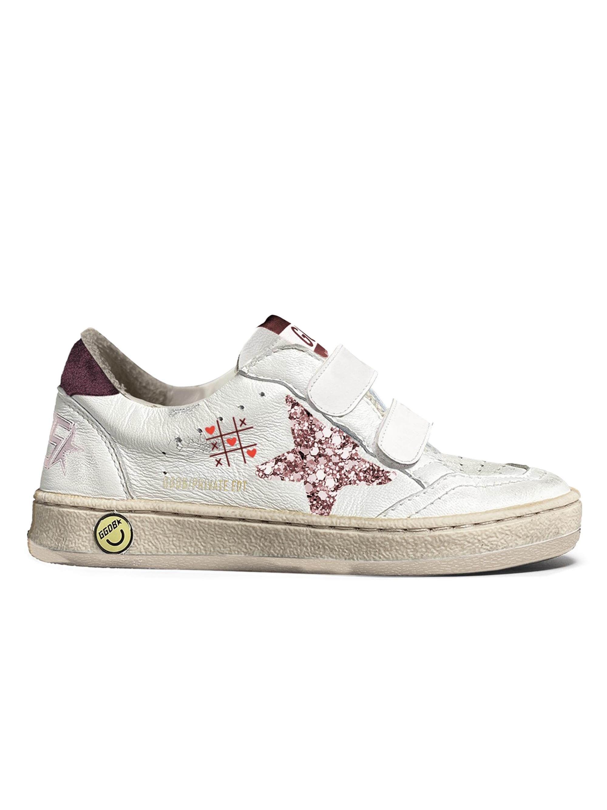 Golden Goose Baby Girl's, Little Girl's & Girl's Ballstar Leather Glitter-Star Sneakers - White 4 (Child)