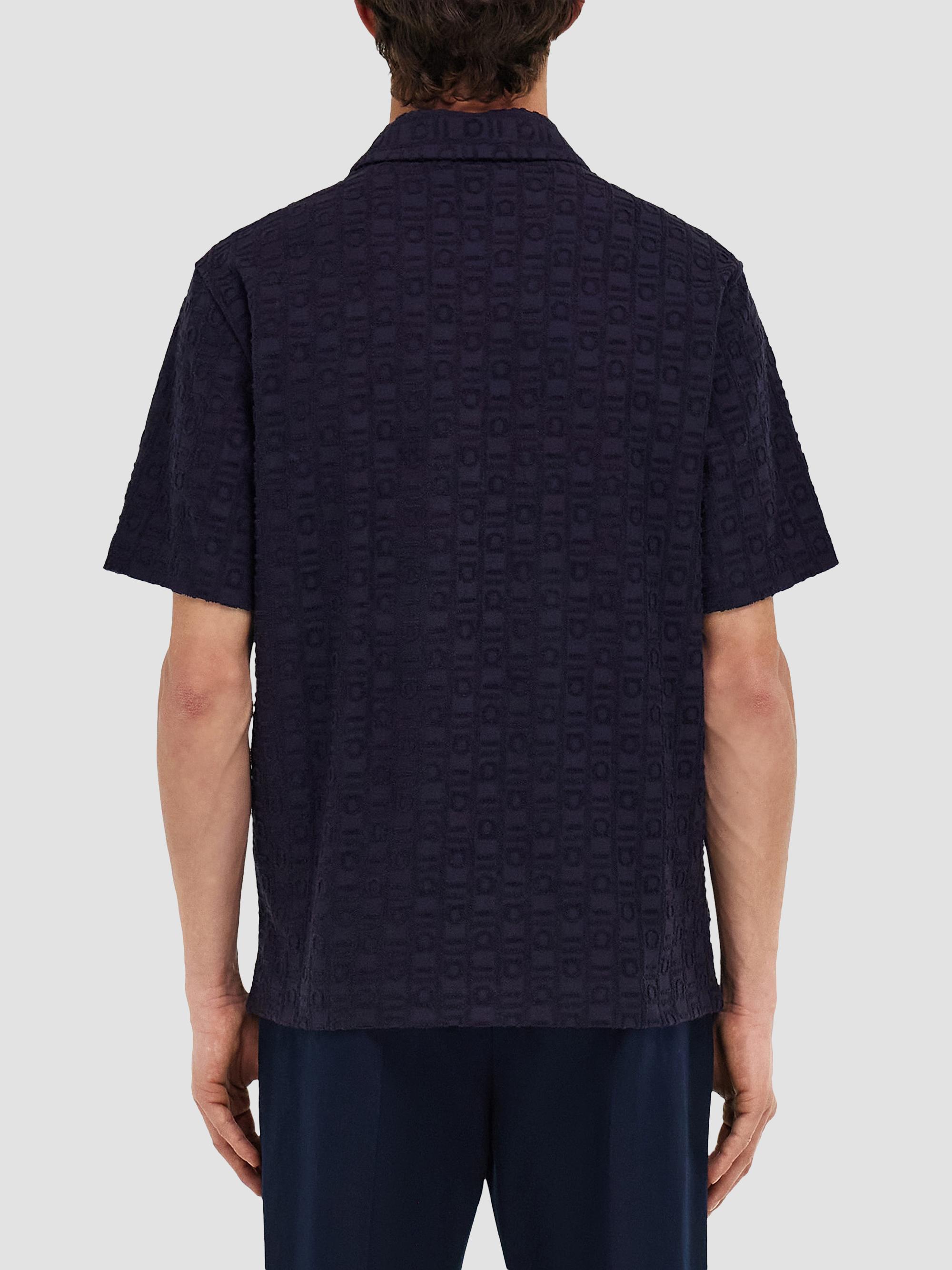 FERRAGAMO Men's Monogram Cotton Polo Shirt - New Navy | Thumbnail 4