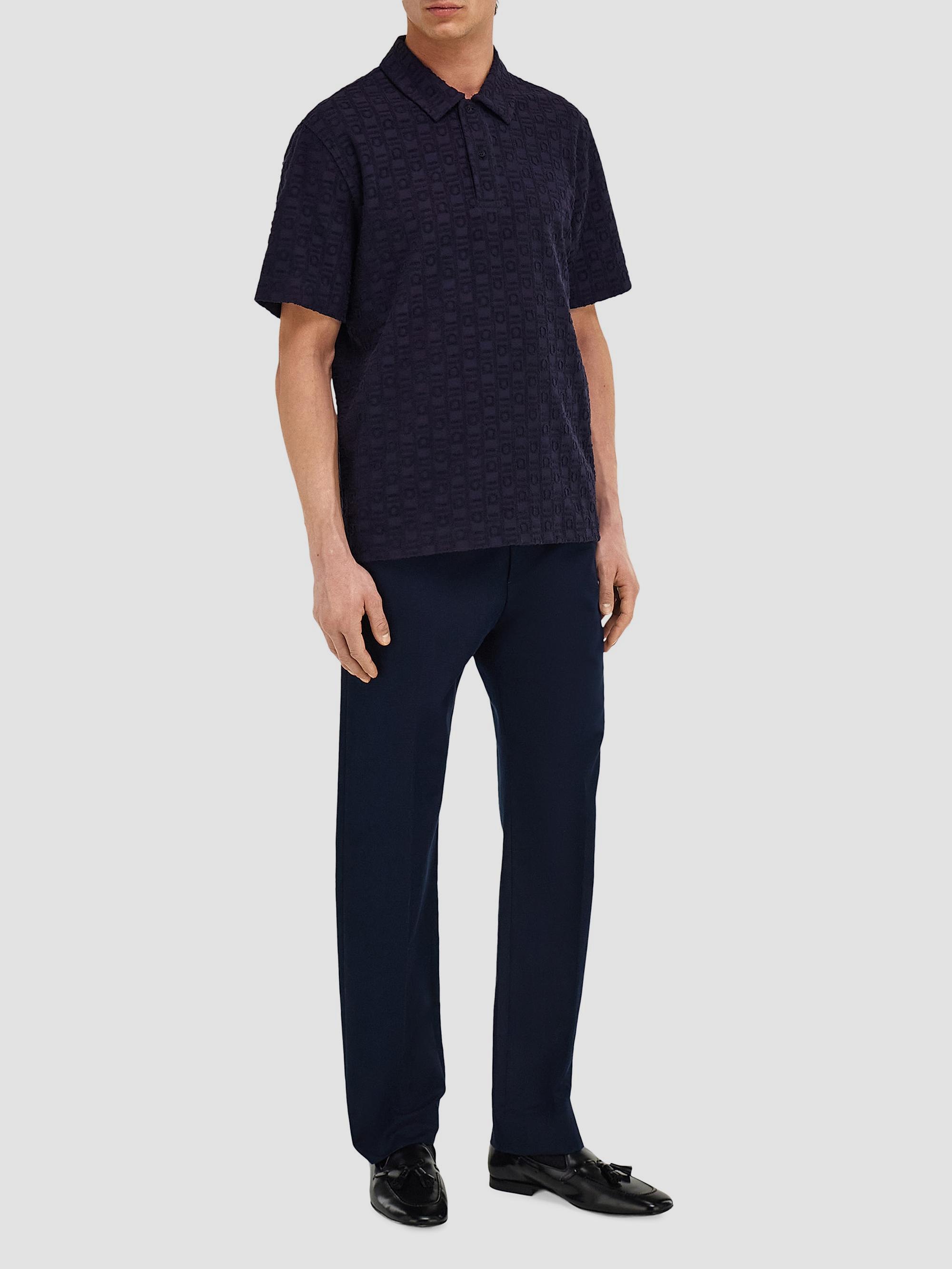 FERRAGAMO Men's Monogram Cotton Polo Shirt - New Navy | Thumbnail 2