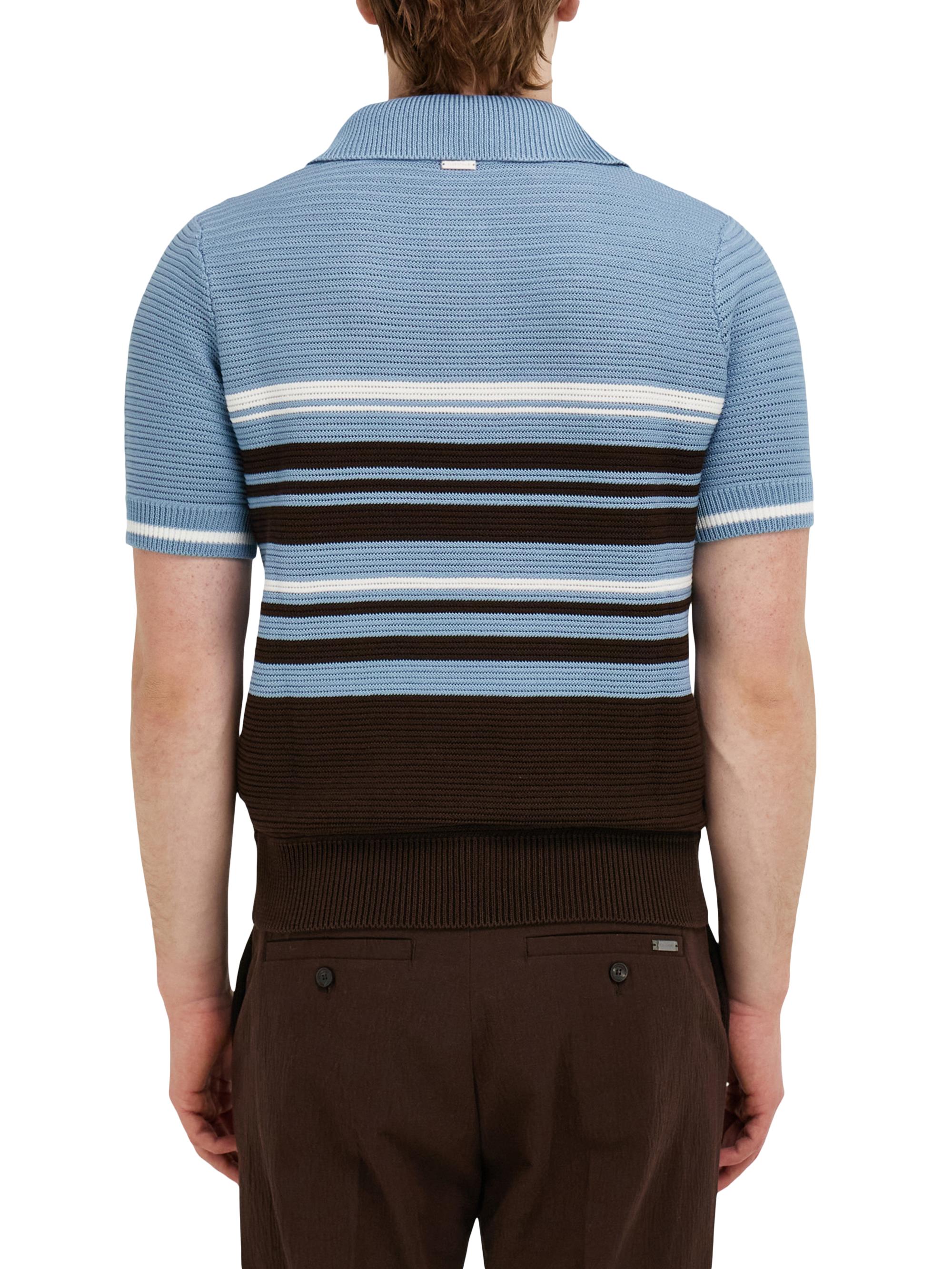 FERRAGAMO Men's Striped Cotton Knit Polo Shirt - Washed Express White | Thumbnail 4