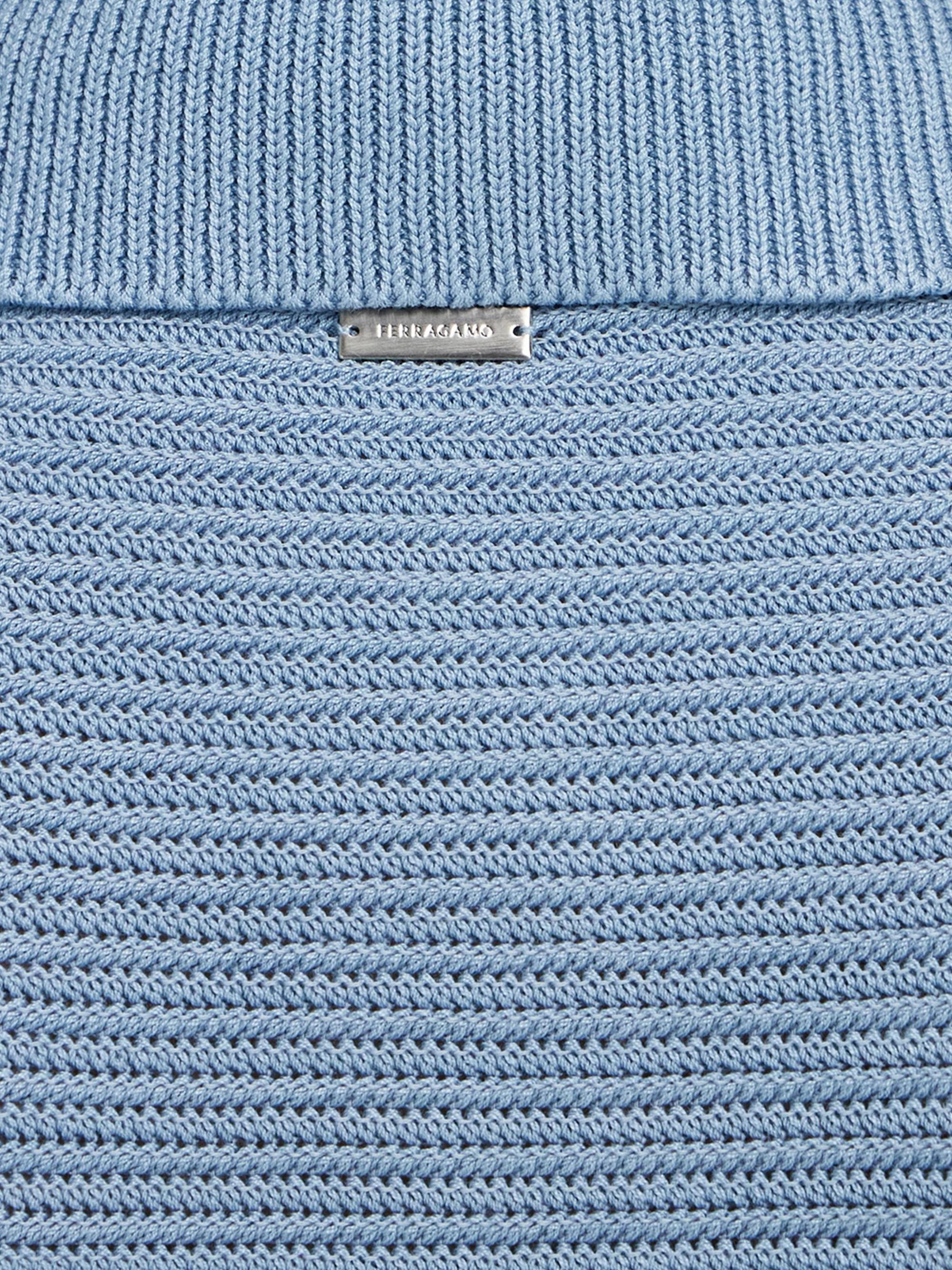 FERRAGAMO Men's Striped Cotton Knit Polo Shirt - Washed Express White | Thumbnail 6