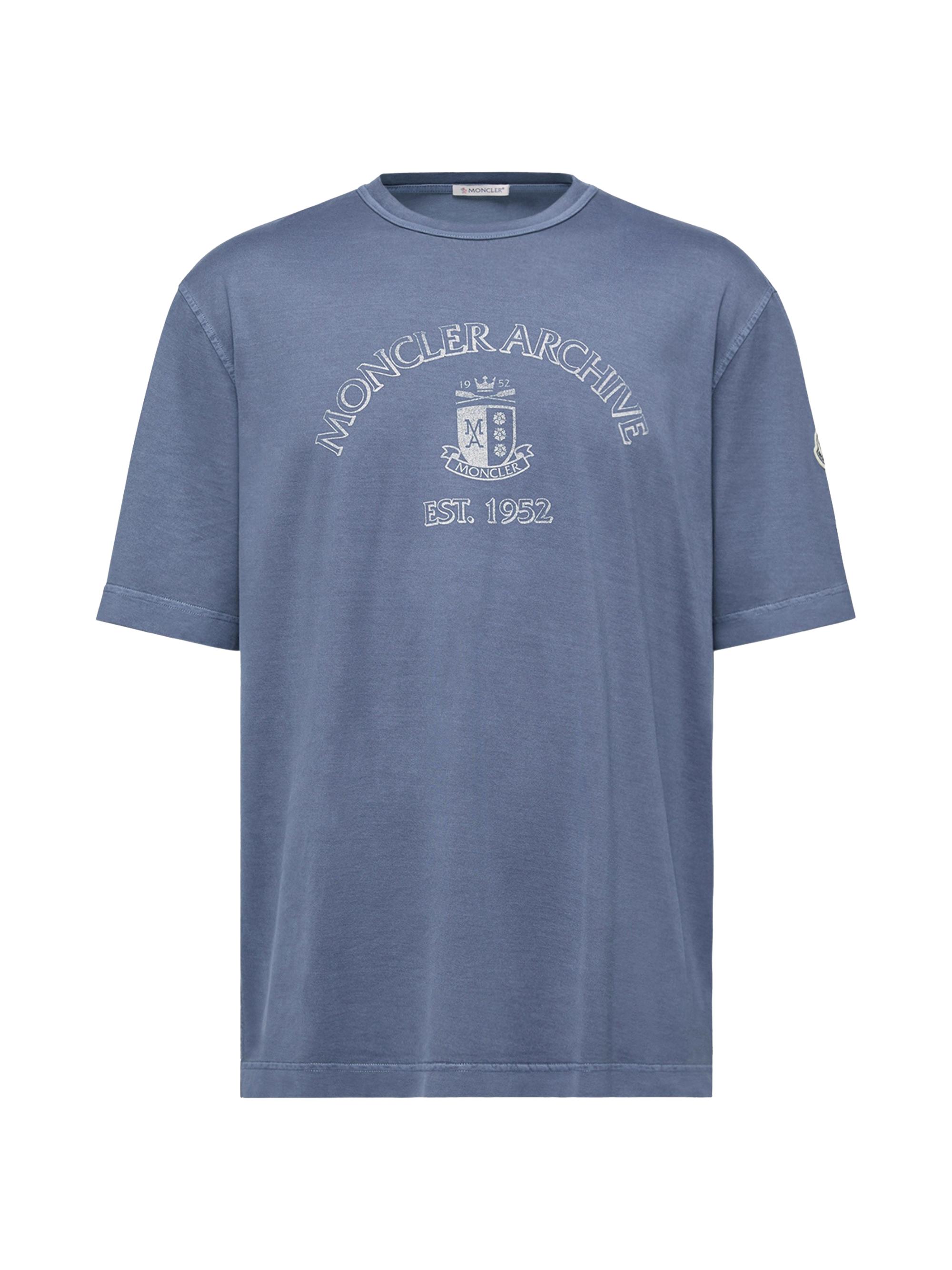 Moncler Men's Crew Neck T-Shirt in Cotton - Cobalt Blue