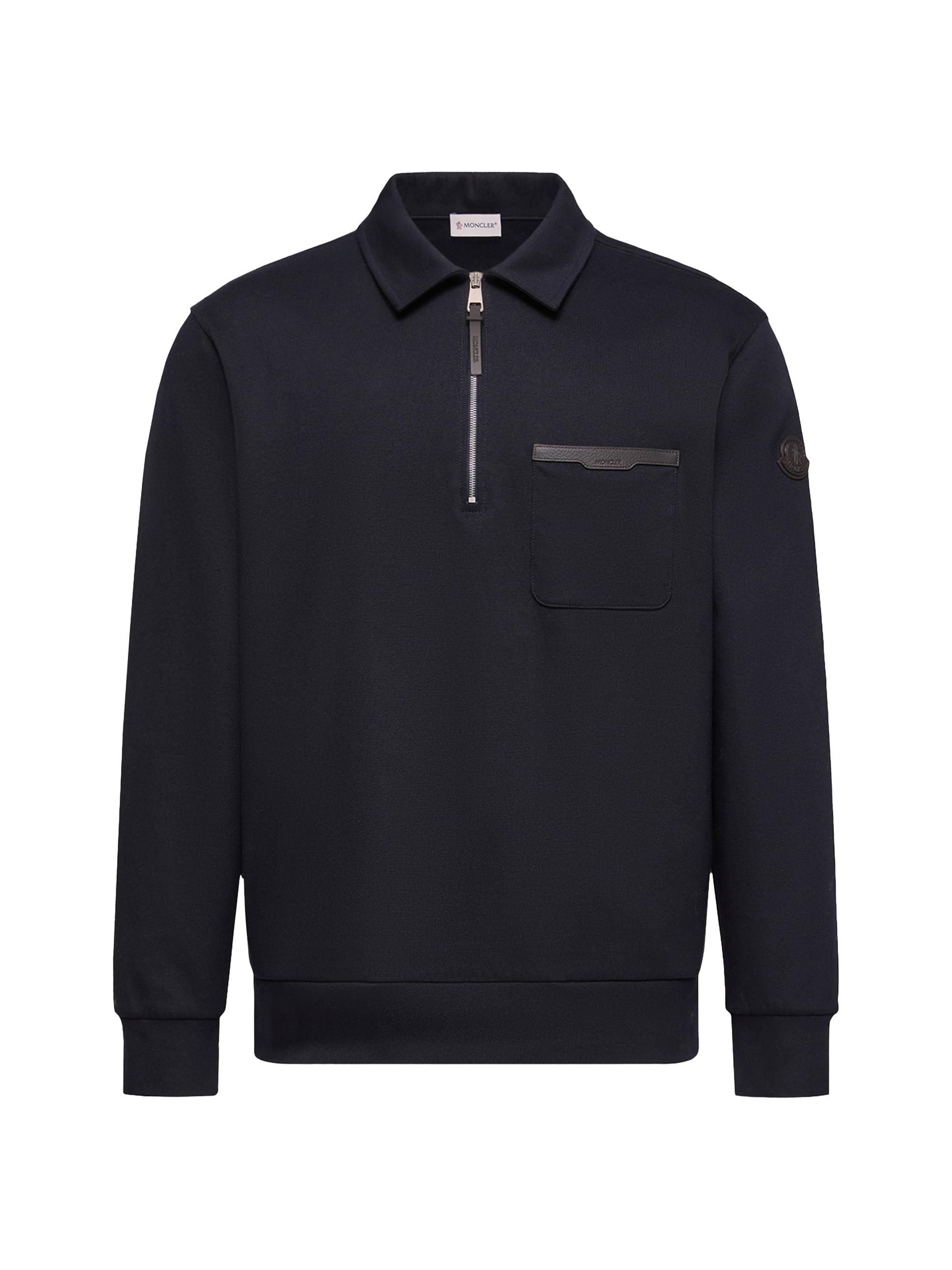 Moncler Men's Half-Zip Sweatshirt in Cotton - Dark Blue