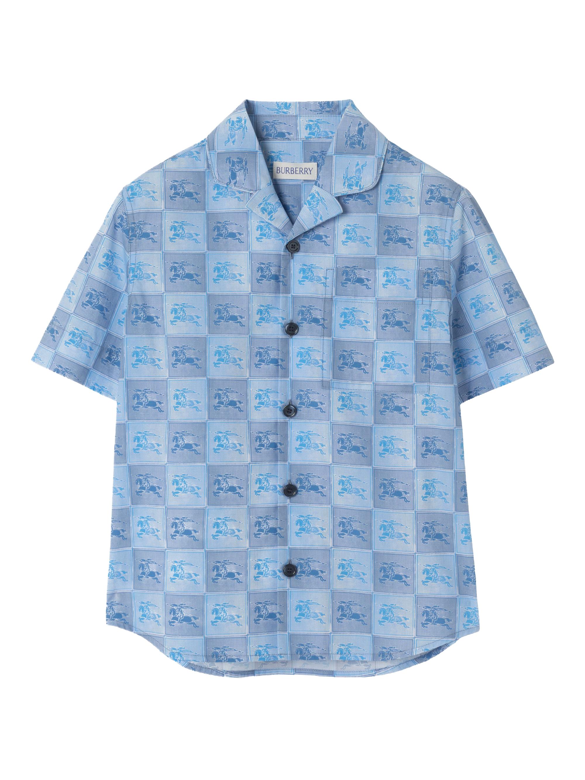 Burberry Little Boy's & Boy's EKD Check Short-Sleeve Shirt - Cornflower