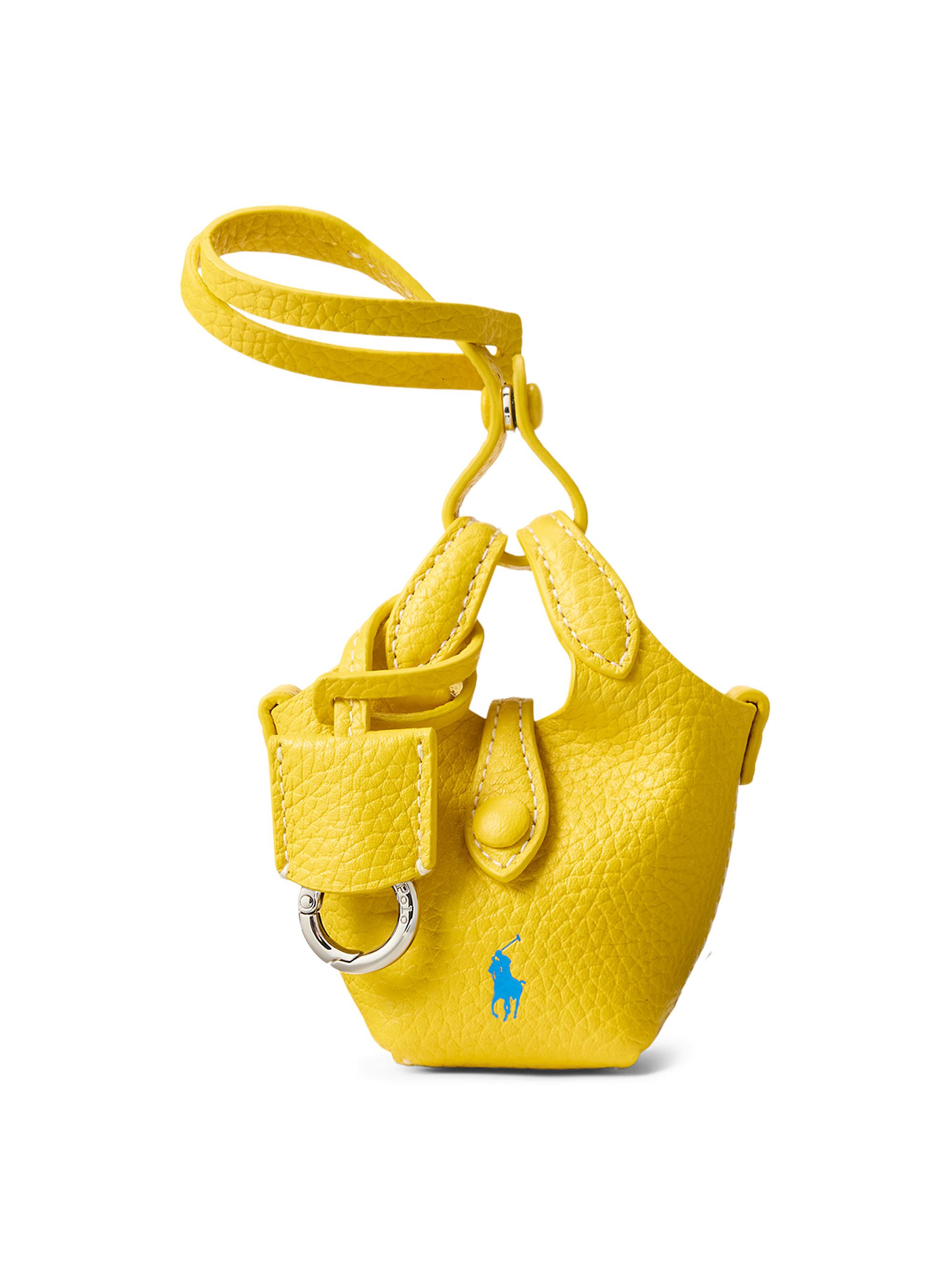 Polo Ralph Lauren Women's Shiny Drum Pebbled Leather Bag Charm - Canary Yellow