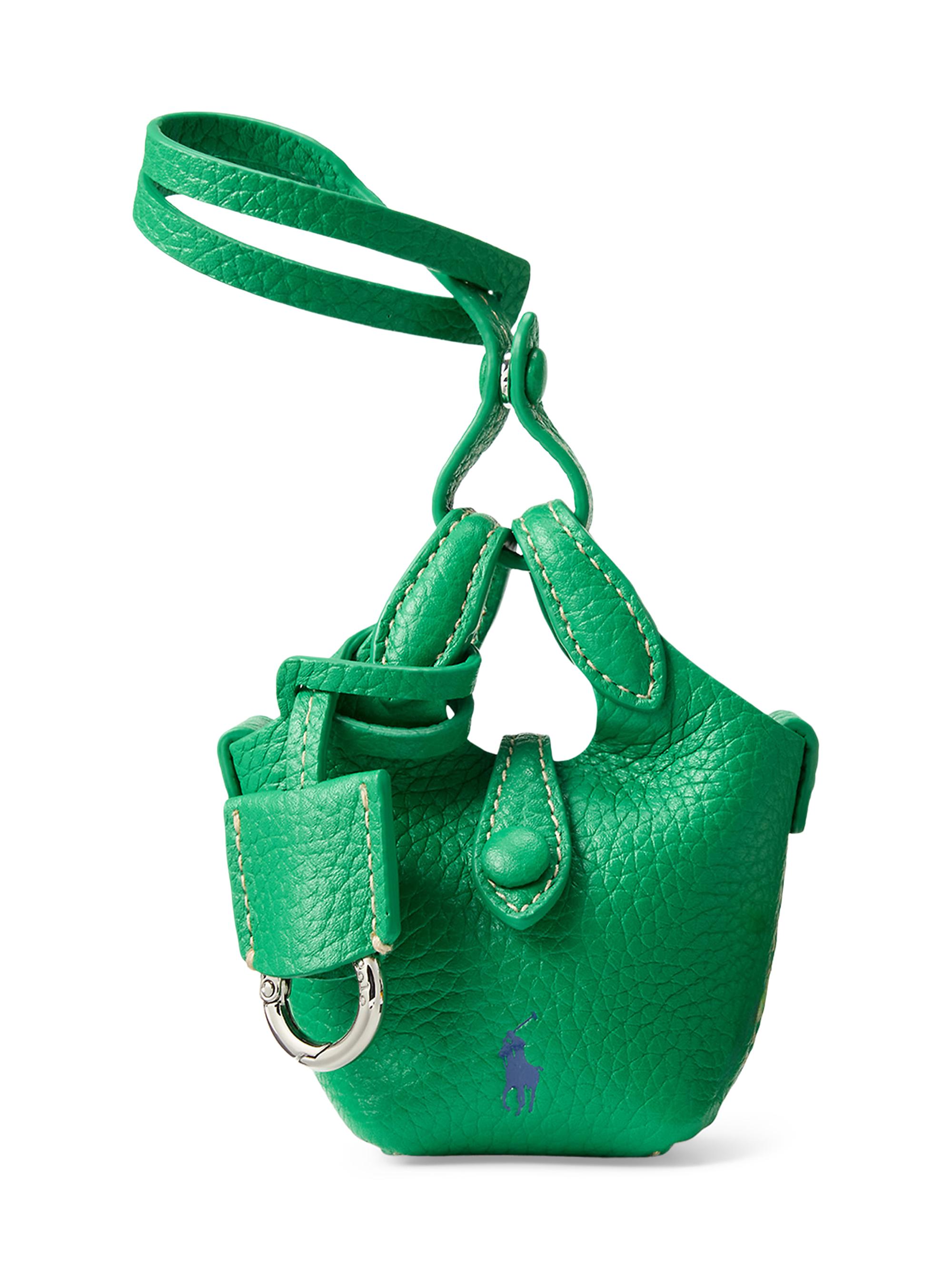 Polo Ralph Lauren Women's Shiny Drum Pebbled Leather Bag Charm - Parrot