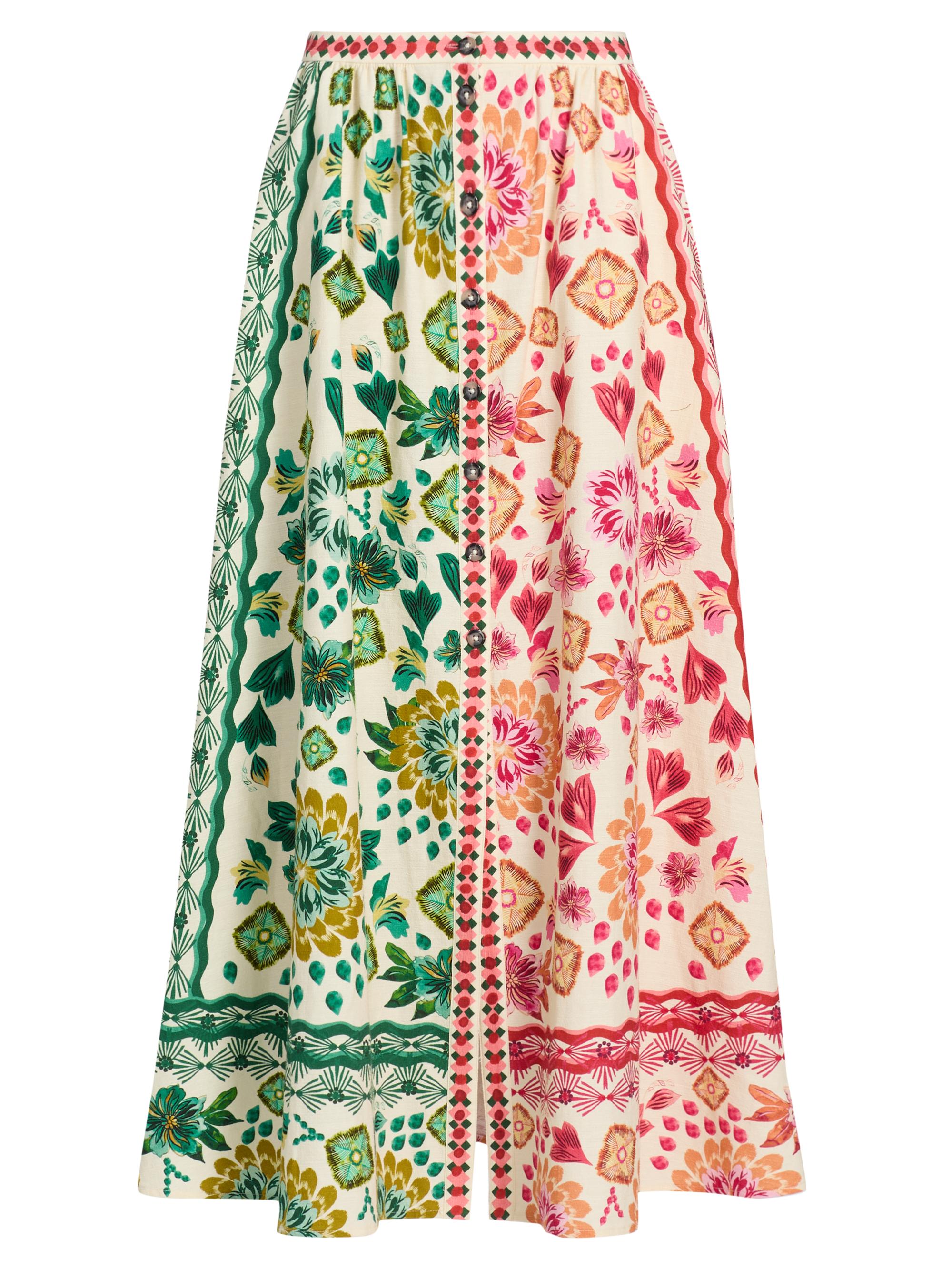 Saloni Women's Judi Two-Tone Floral Cotton Midi-Skirt - Sunrise Gem