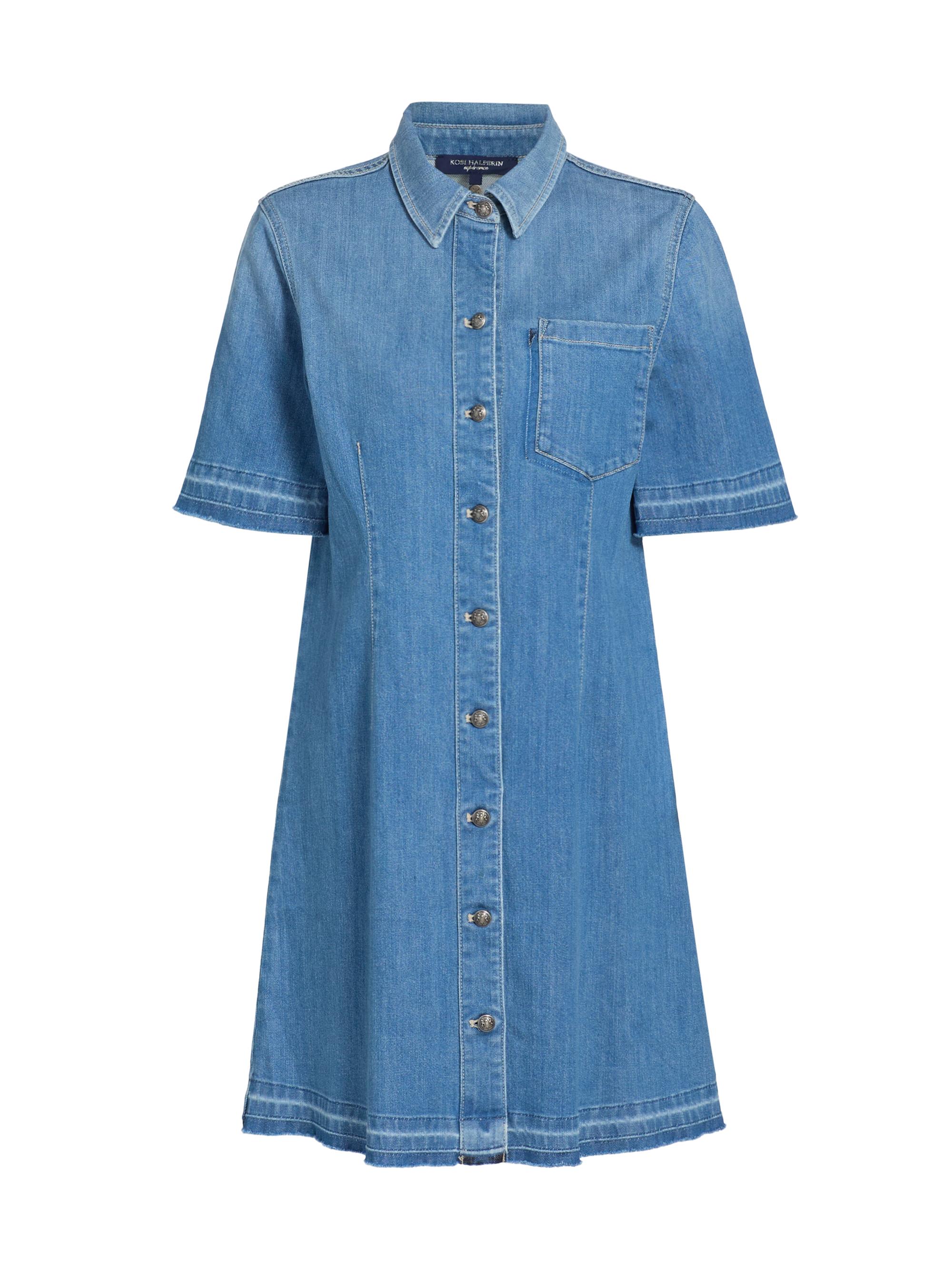 Kobi Halperin Women's Alice Stretch-Denim Button-Down Minidress - Light Indigo