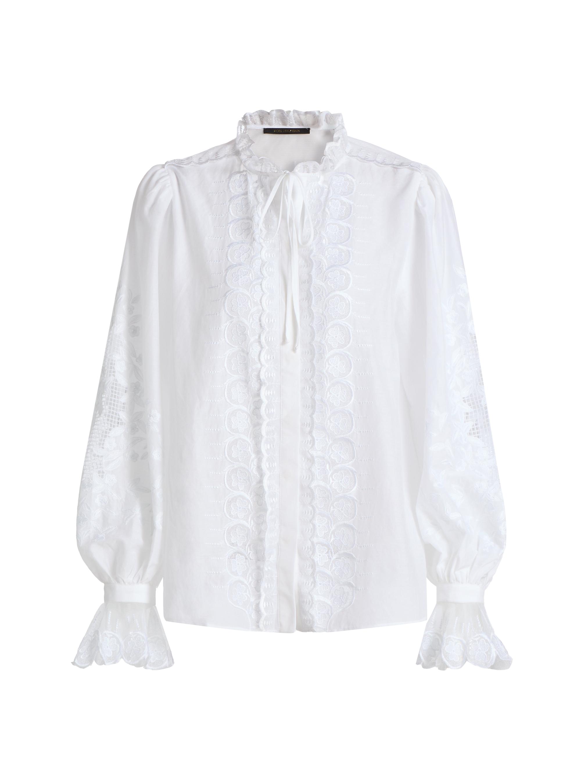 Kobi Halperin Women's Lacey Embroidered Cotton-Silk Blouse - White