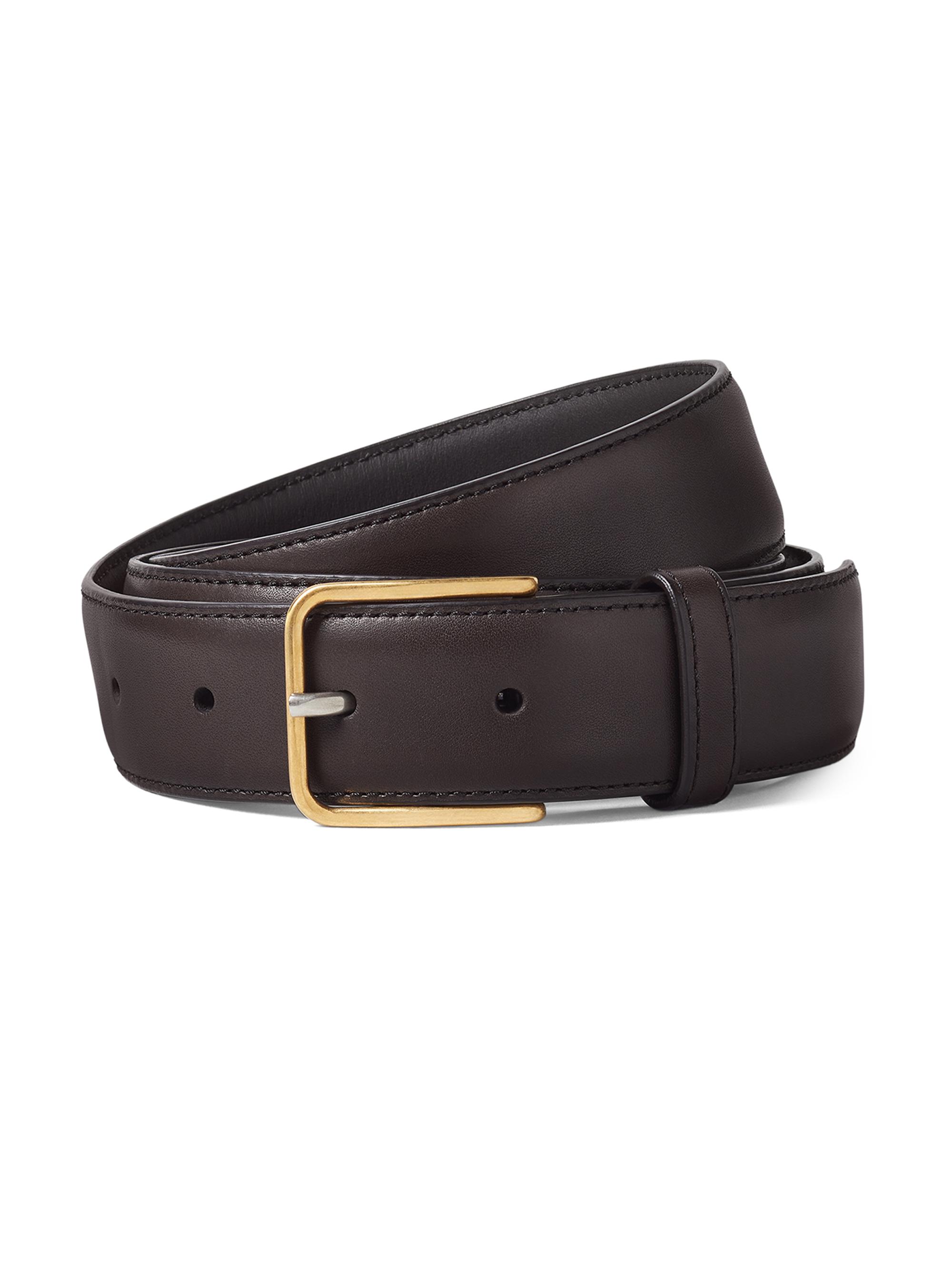 ZEGNA Men's Natural Grain Leather Belt - Dark Brown