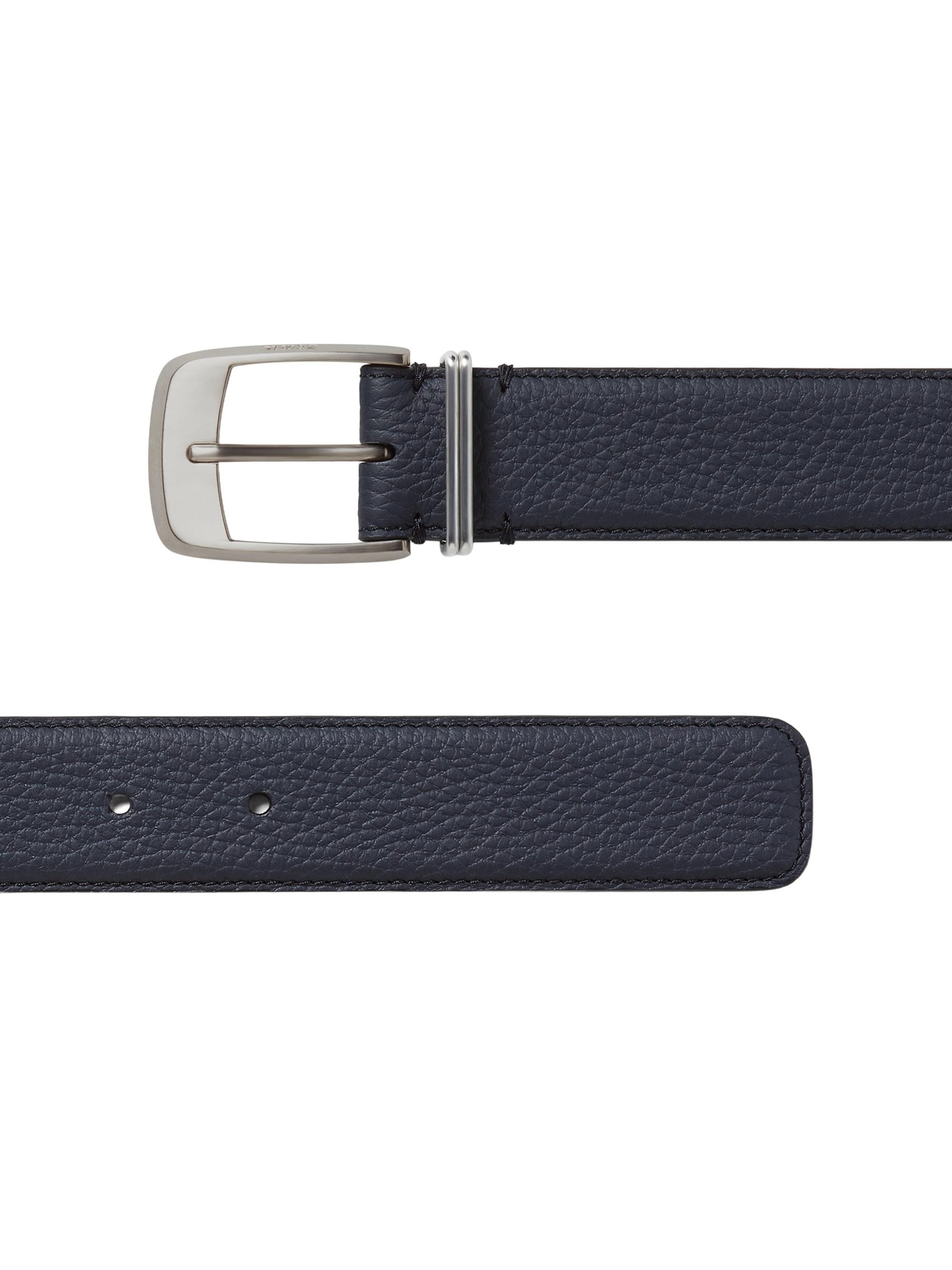 ZEGNA Men's Leather Belt - Dark Blue | Thumbnail 3