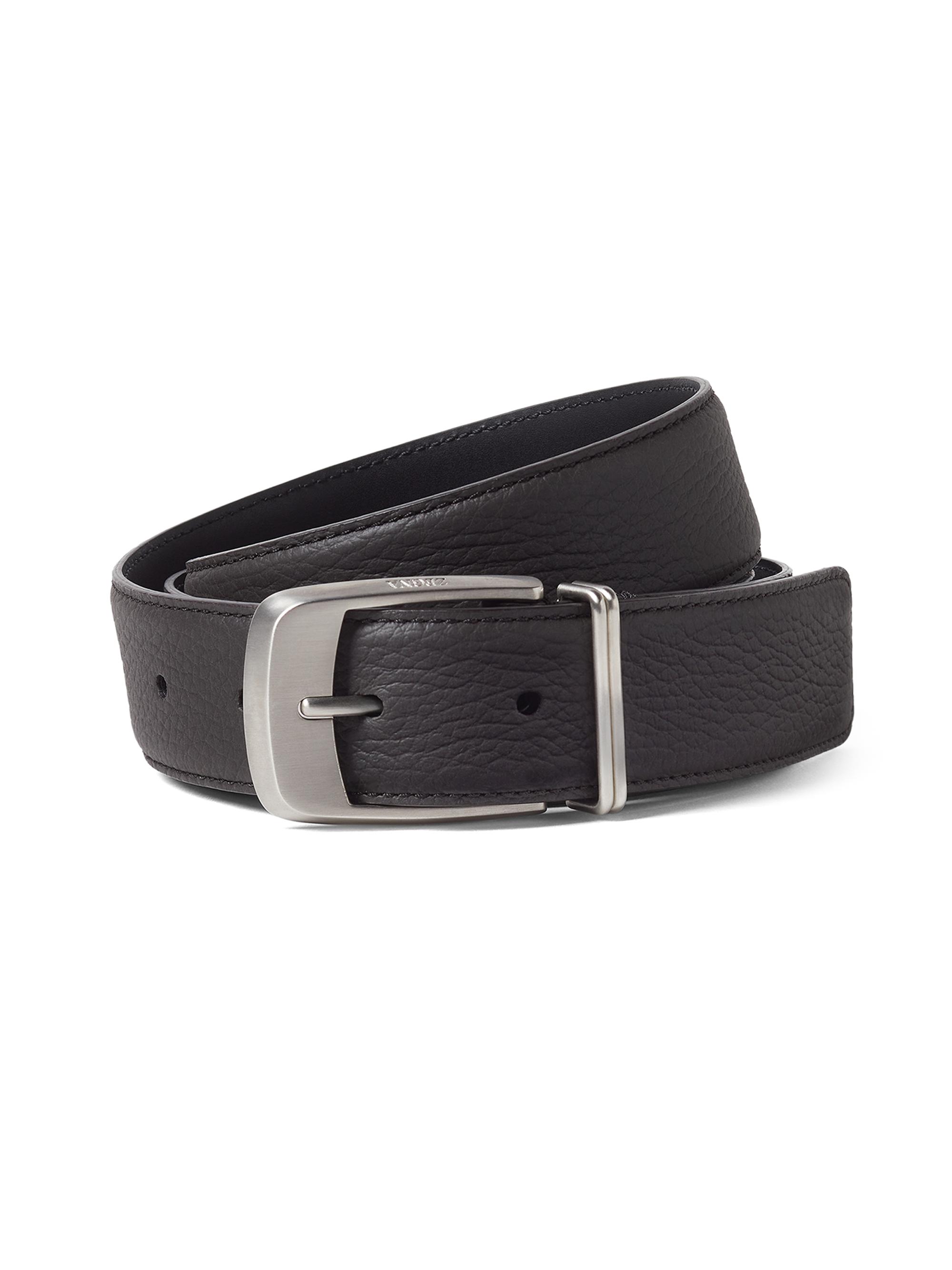 ZEGNA Men's Leather Belt - Dark Brown