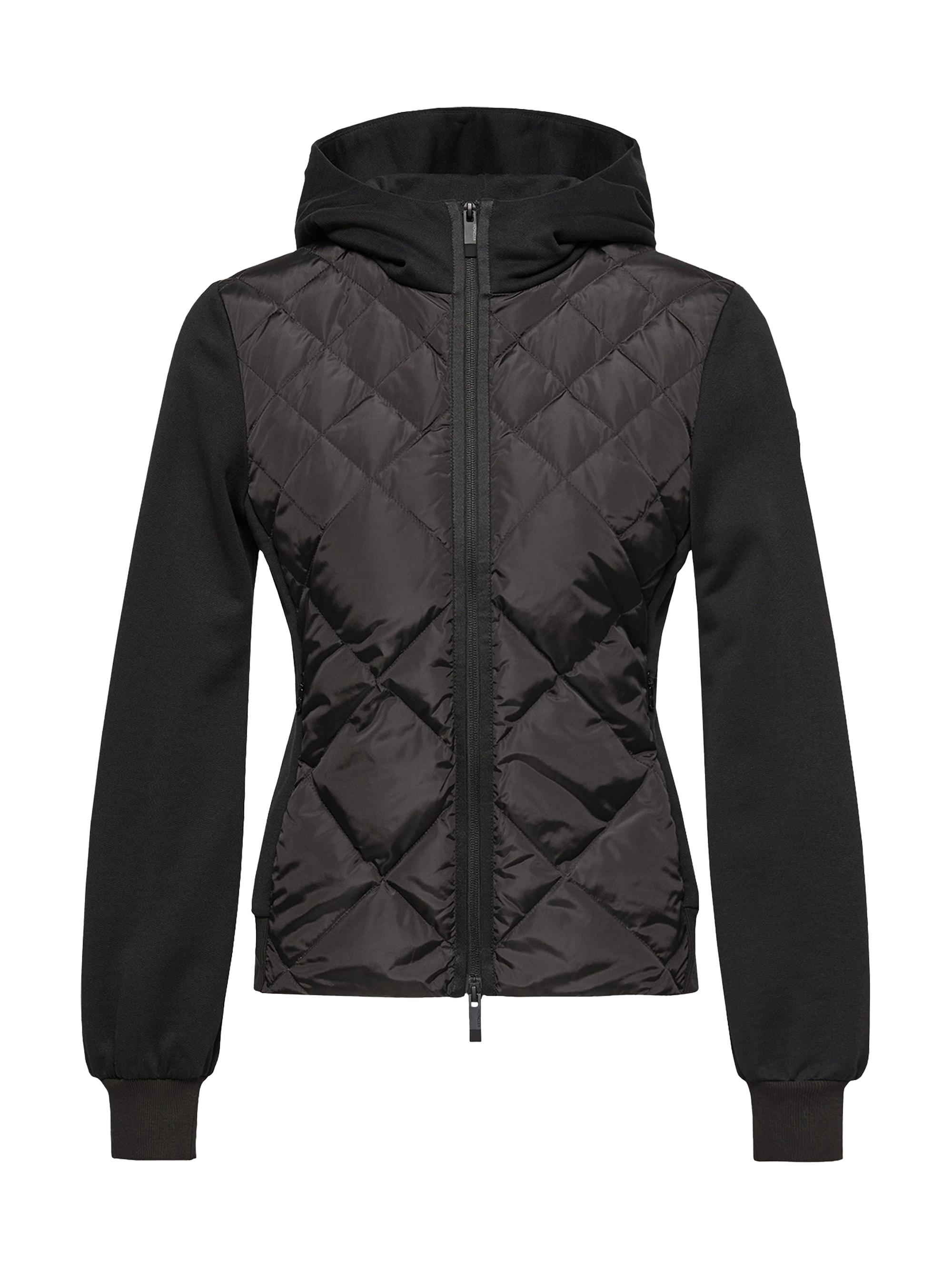 Moncler Women's Down-Filled Zip-Up Hooded Sweatshirt in Cotton Fleece - Black