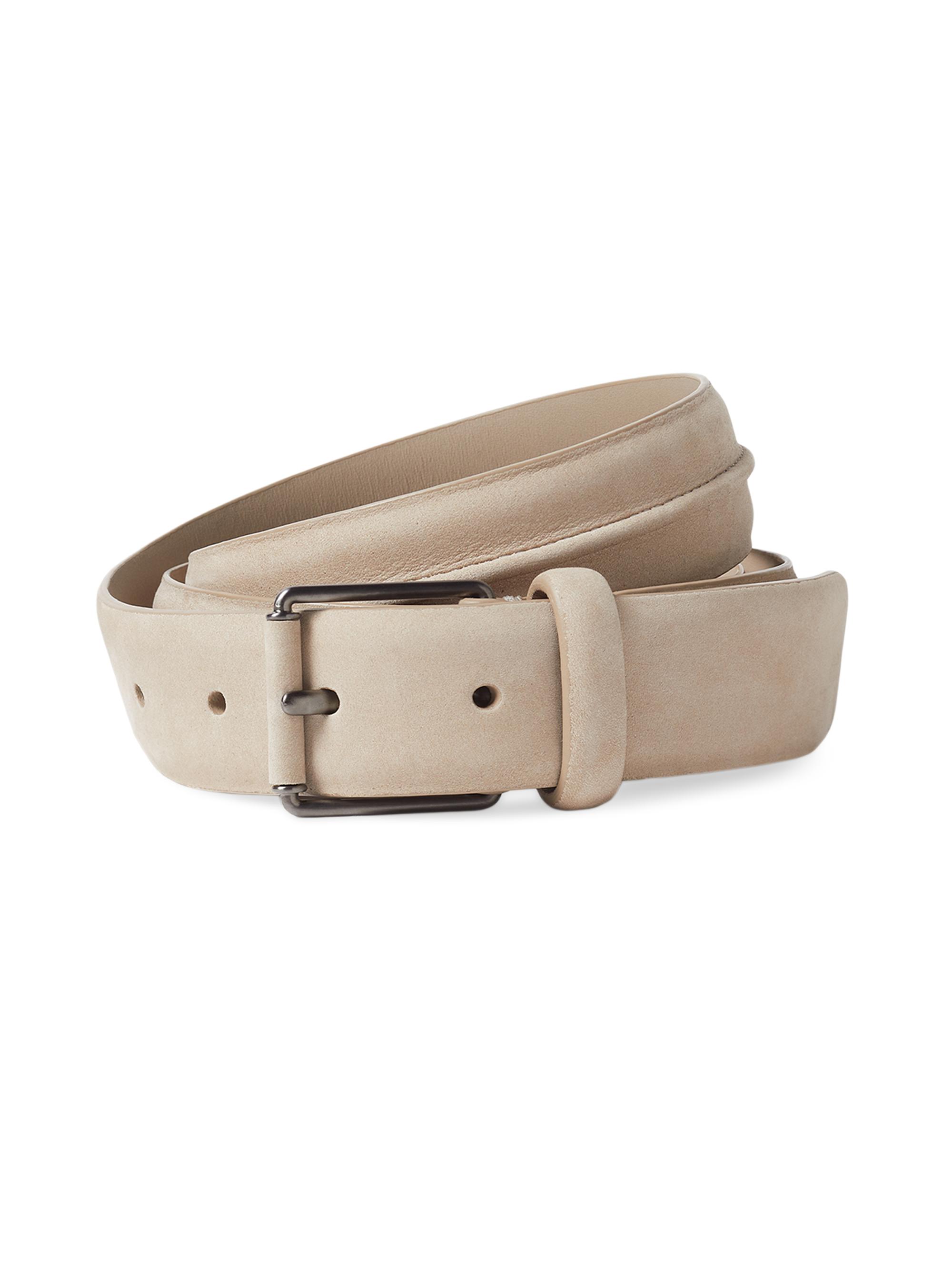 ZEGNA Men's Nubuck Belt - Light Taupe