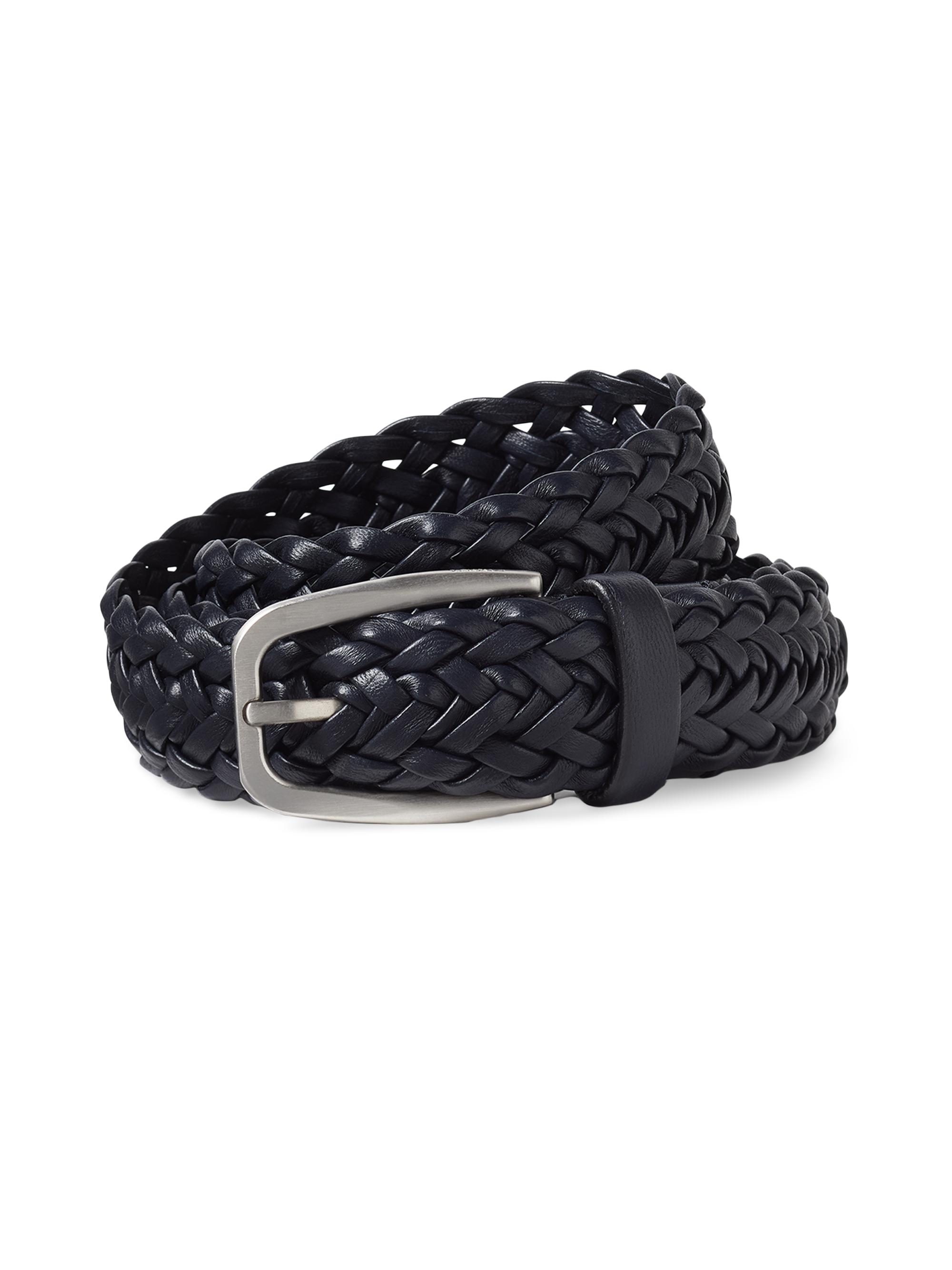 ZEGNA Men's Leather Belt - Dark Blue