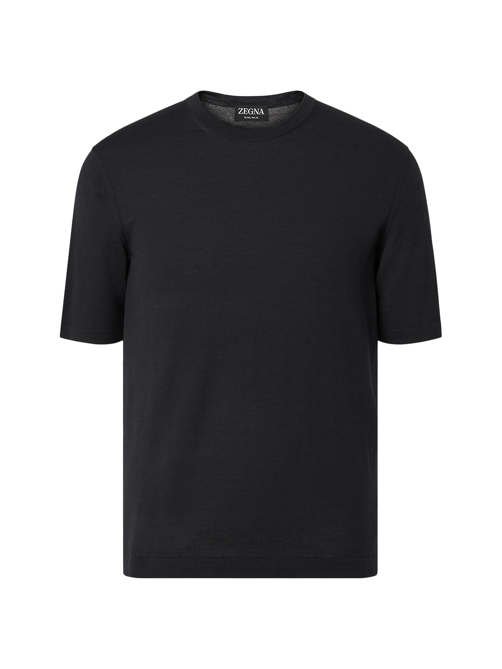 ZEGNA Men's 15milmil15 Wool T-Shirt - Black | Thumbnail 6