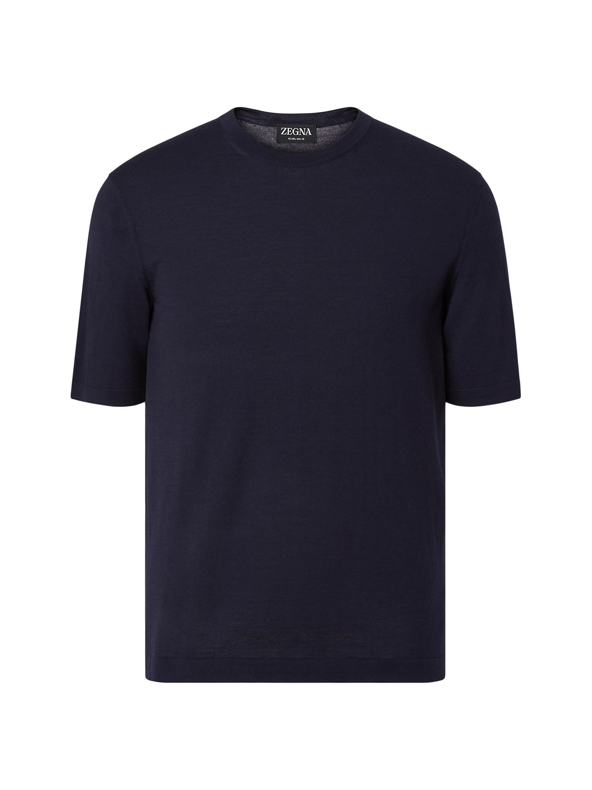 ZEGNA Men's 15milmil15 Wool T-Shirt - Navy Blue | Thumbnail 6