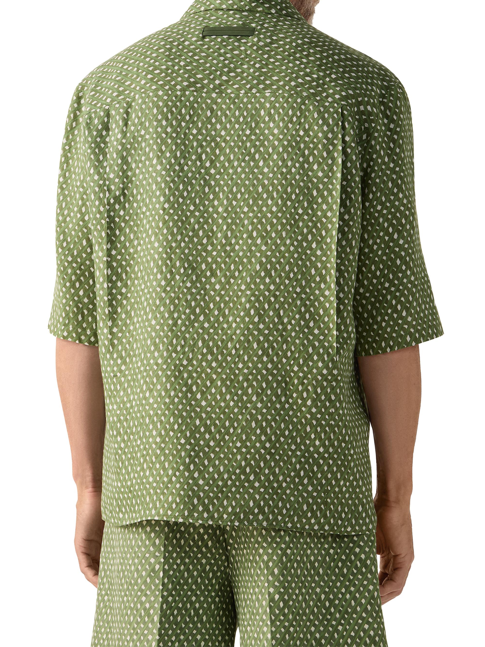 ZEGNA Men's Signature Printed Linen Shirt - Pine Green | Thumbnail 3