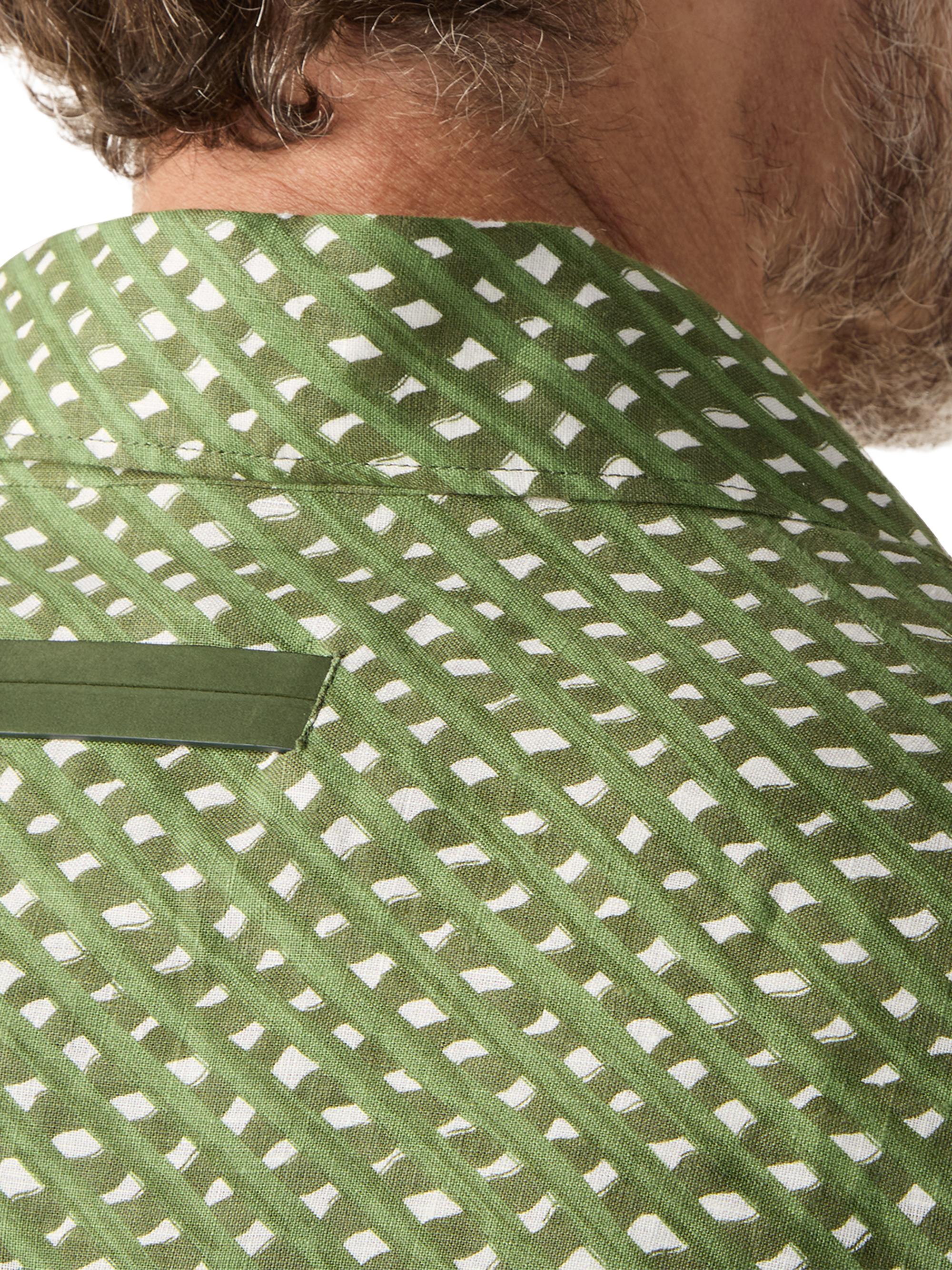 ZEGNA Men's Signature Printed Linen Shirt - Pine Green | Thumbnail 4