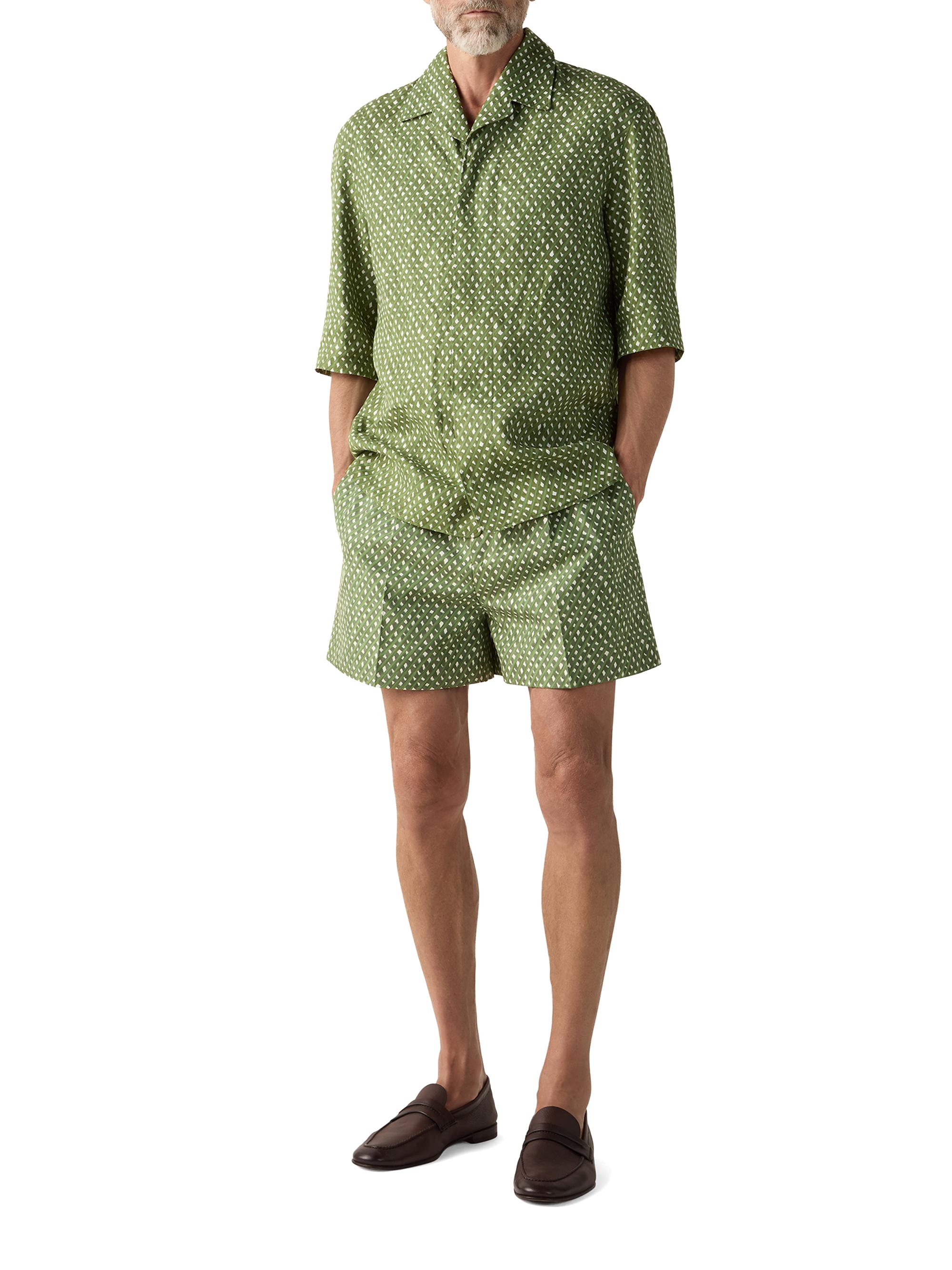 ZEGNA Men's Signature Printed Linen Shirt - Pine Green | Thumbnail 5