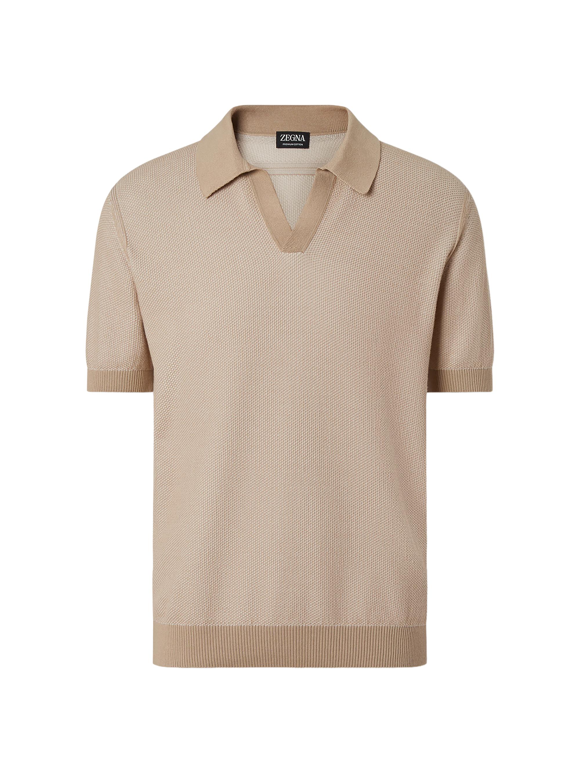 ZEGNA Men's Cotton Polo Shirt -  Light Taupe