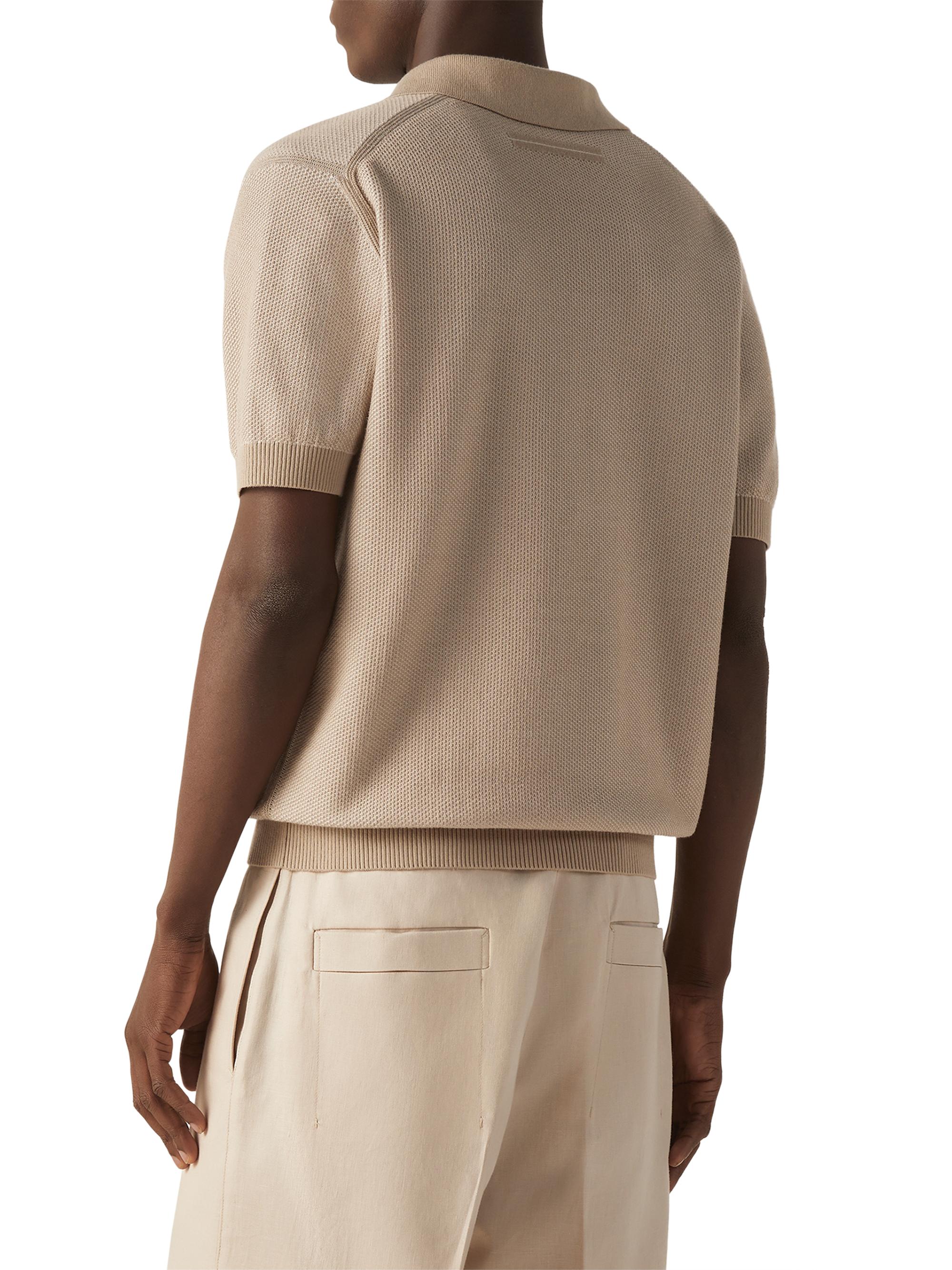 ZEGNA Men's Cotton Polo Shirt -  Light Taupe | Thumbnail 3