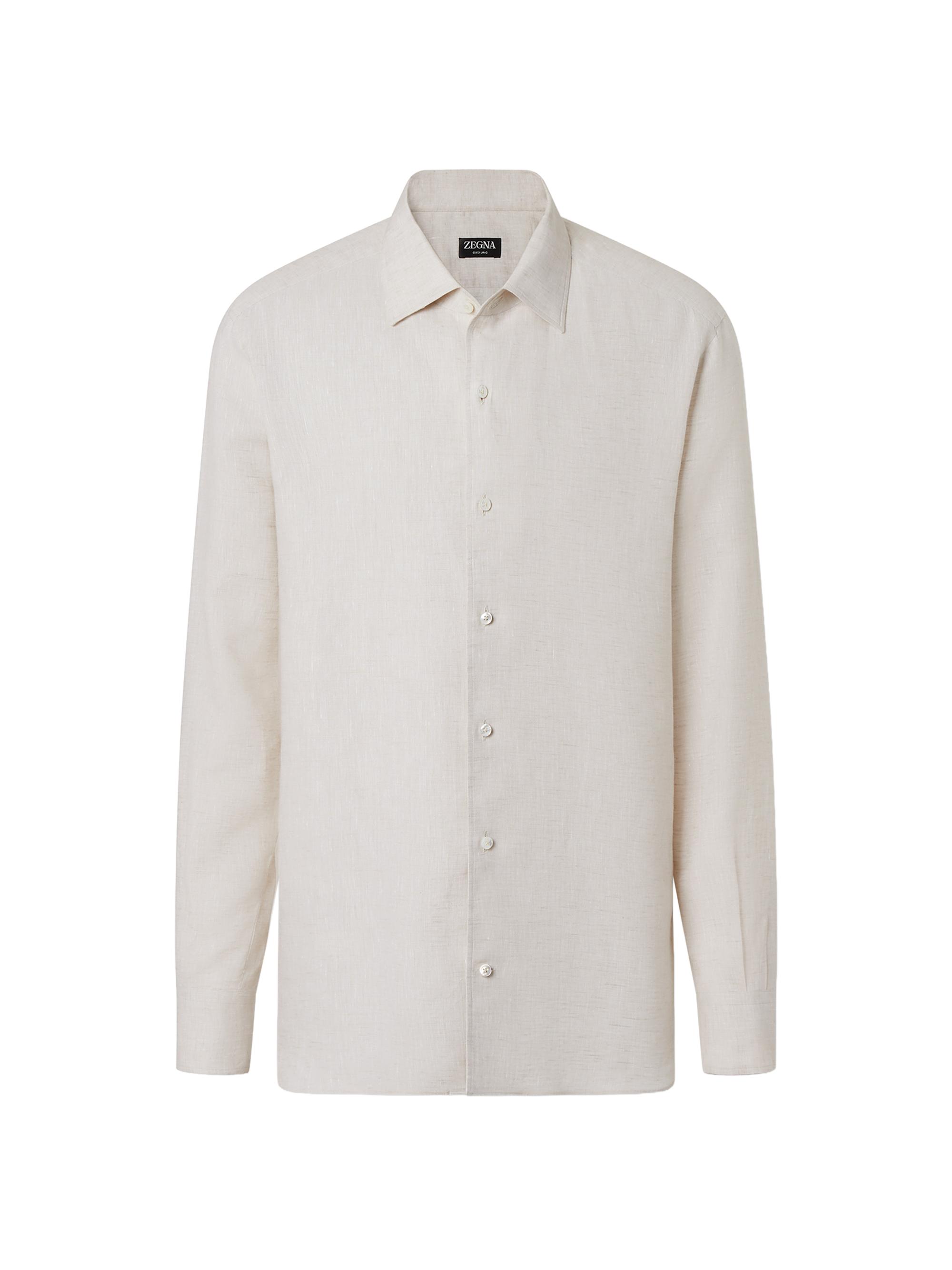 ZEGNA Men's Oasi Lino Shirt - Light Beige