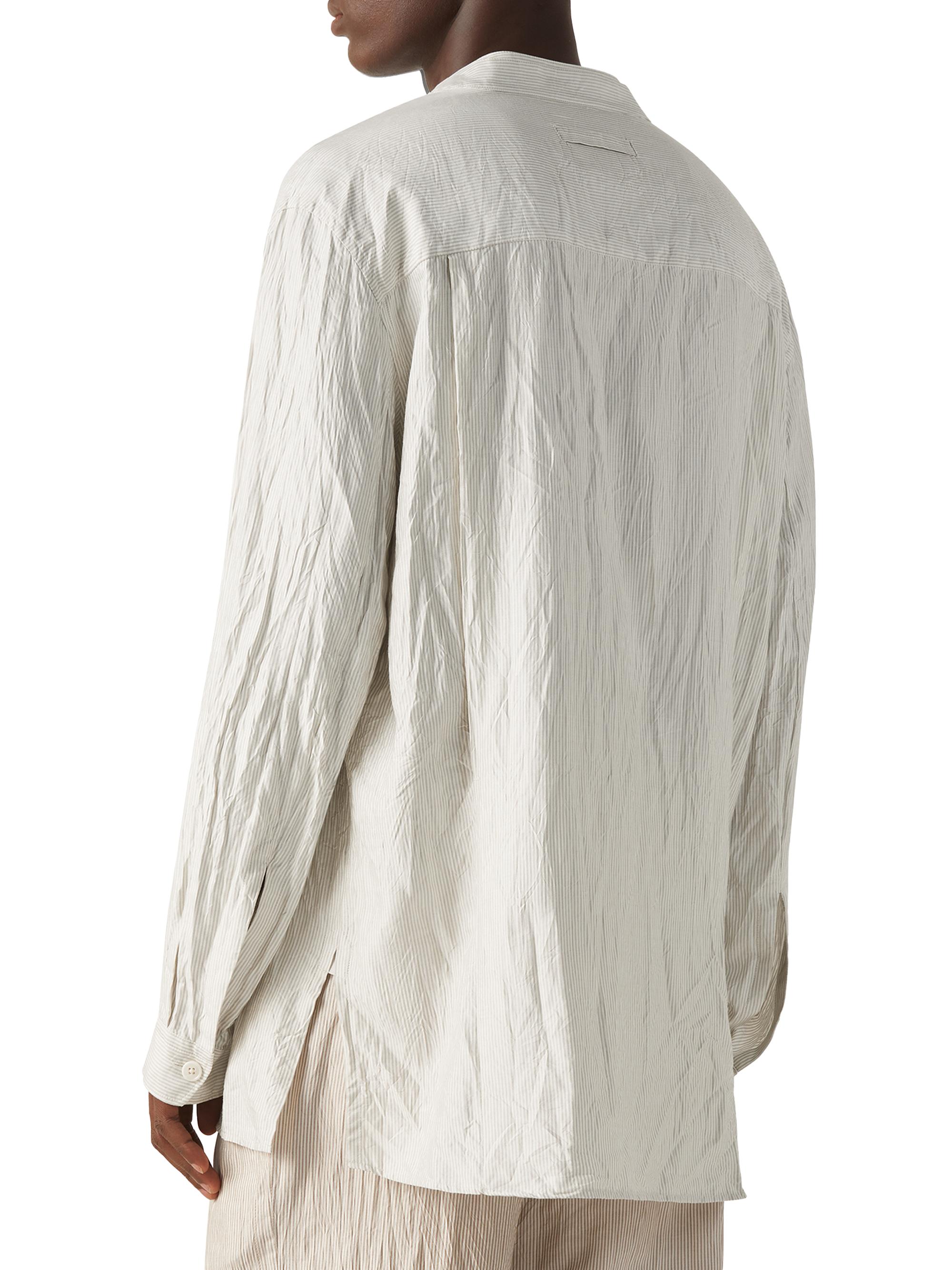 ZEGNA Men's Striped Silk Shirt - White Grey | Thumbnail 3
