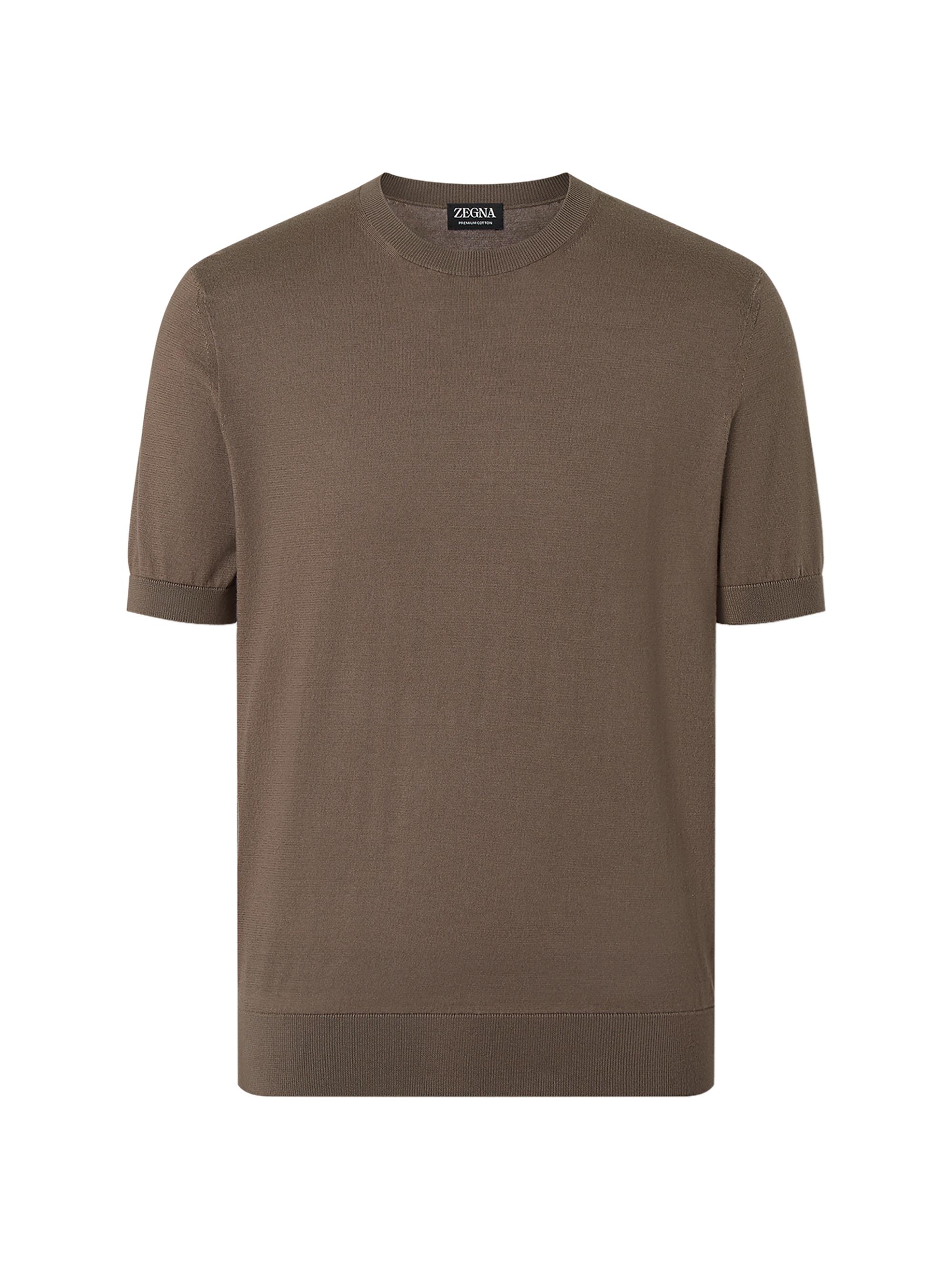 ZEGNA Men's Premium Cotton T-Shirt - Dark Taupe | Thumbnail 6