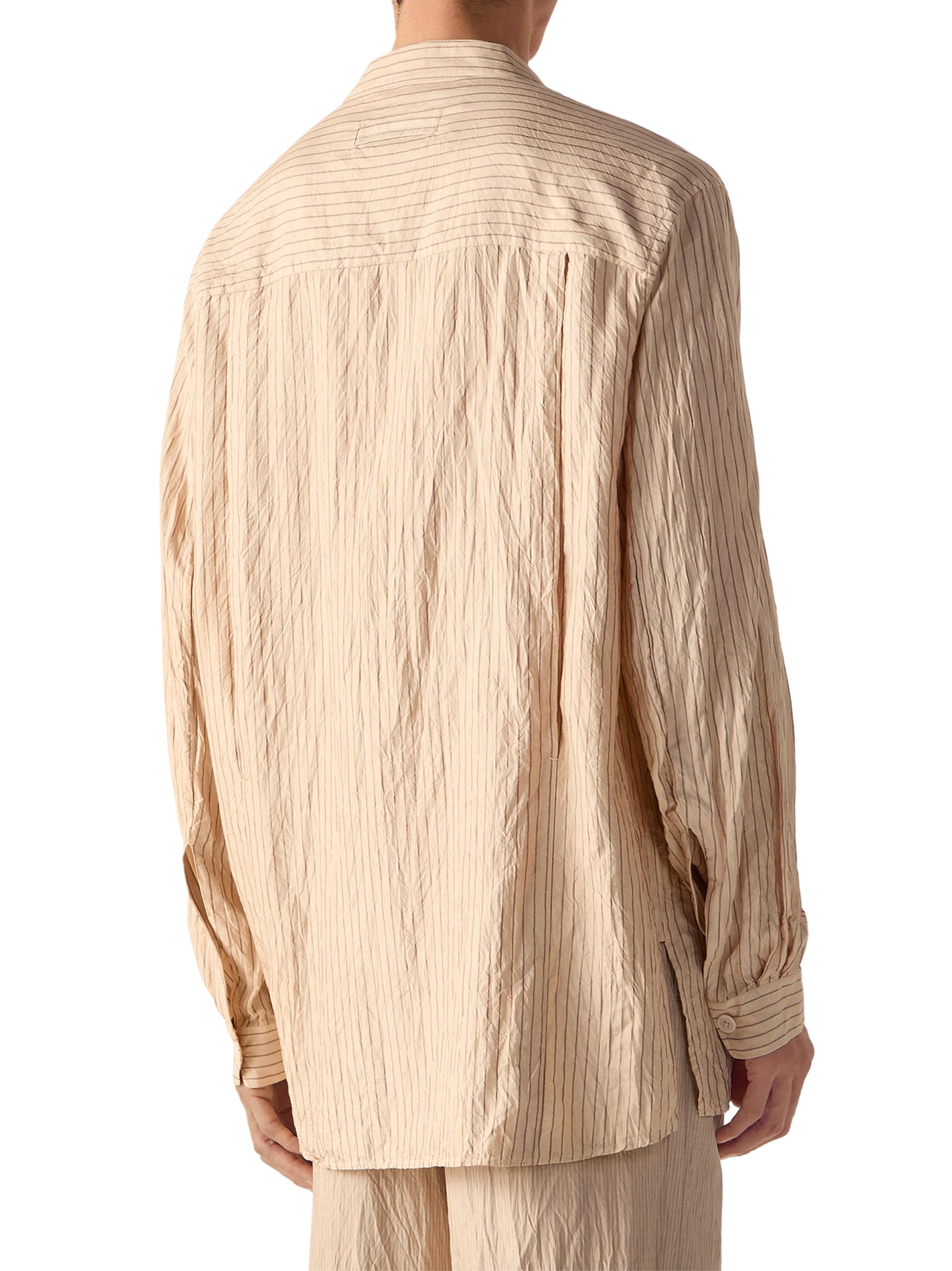 ZEGNA Men's Striped Silk Shirt - Beige Brown | Thumbnail 3