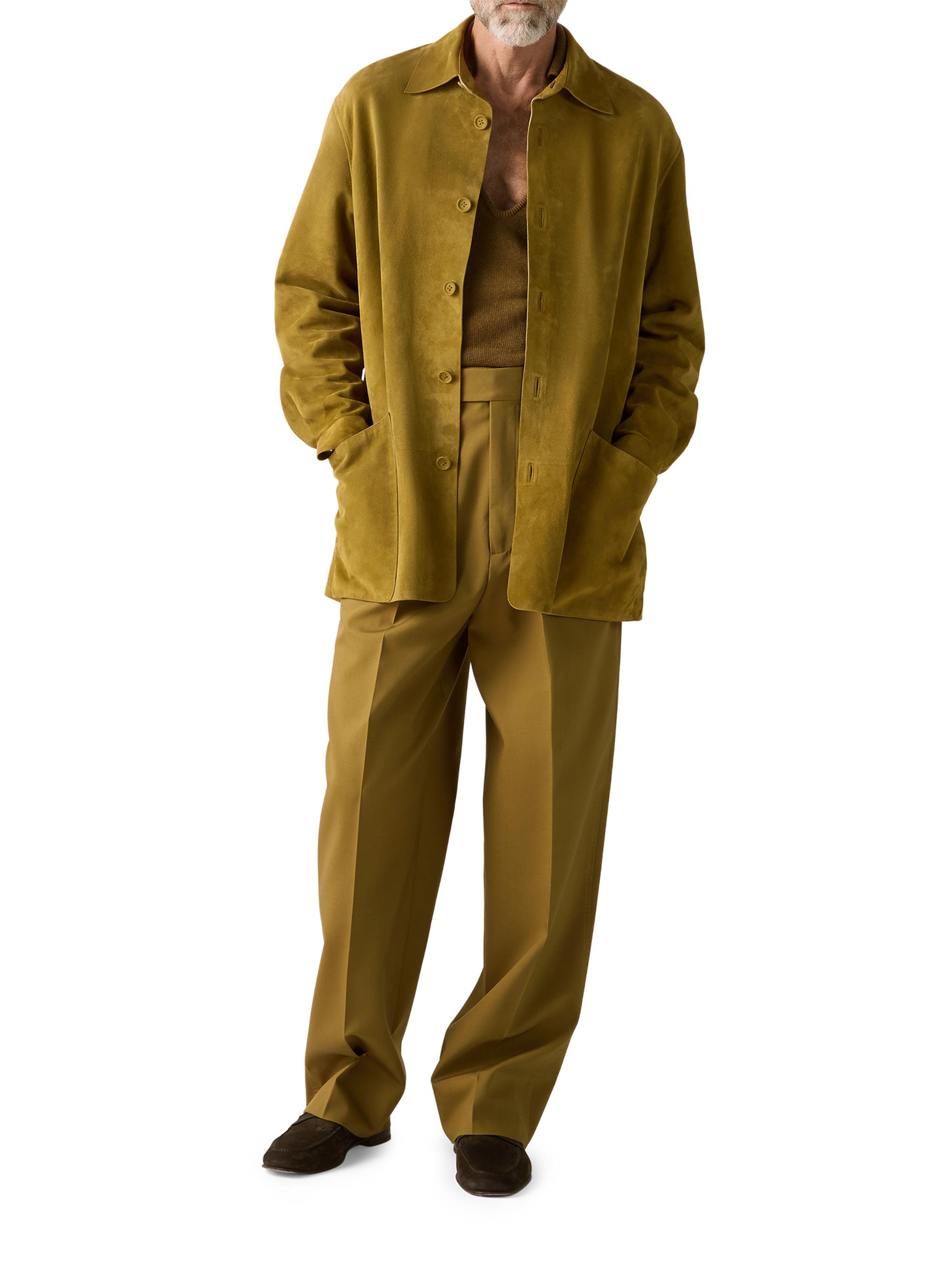 ZEGNA Men's Leather Overshirt - Olive Green | Thumbnail 6