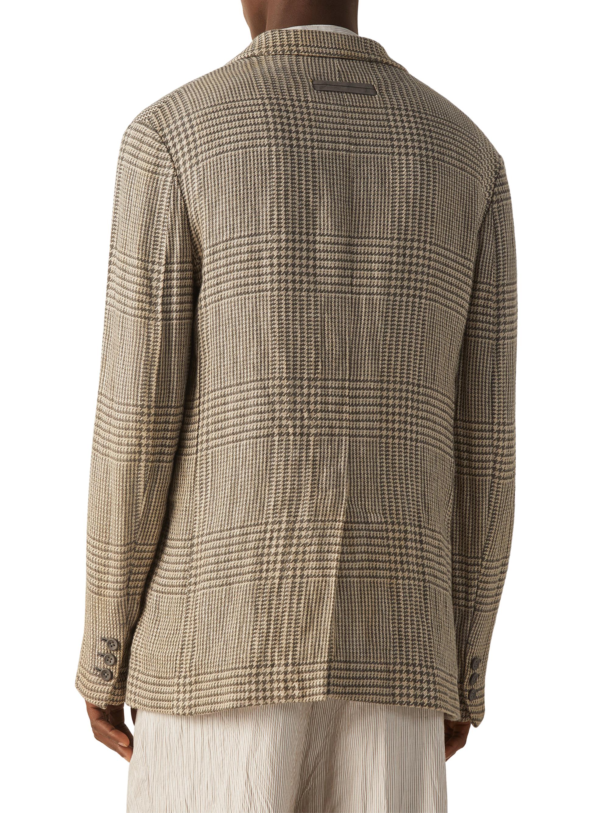 ZEGNA Men's Crossover Linen Wool and Silk Jacket - Olive Green White | Thumbnail 3