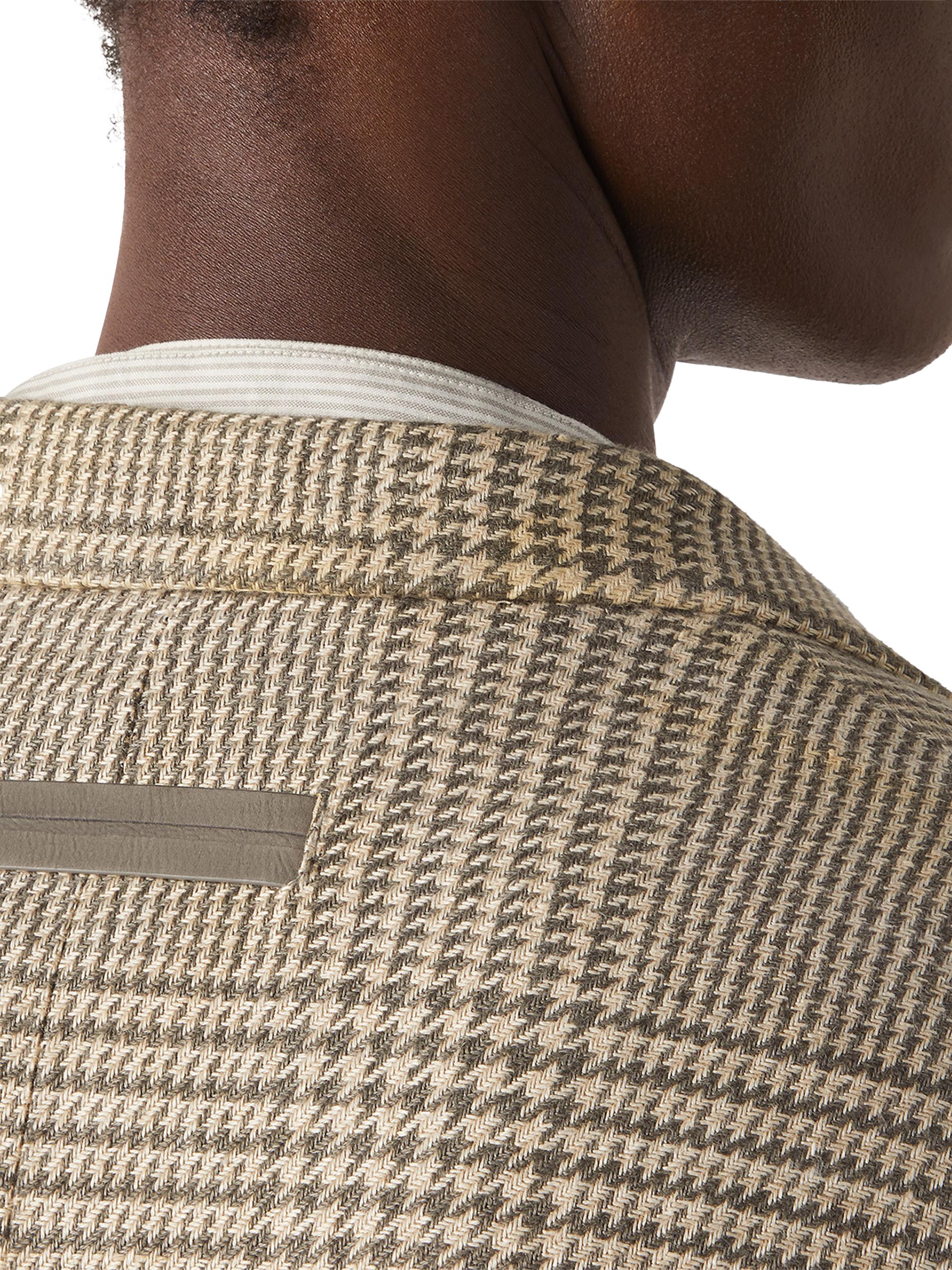 ZEGNA Men's Crossover Linen Wool and Silk Jacket - Olive Green White | Thumbnail 4