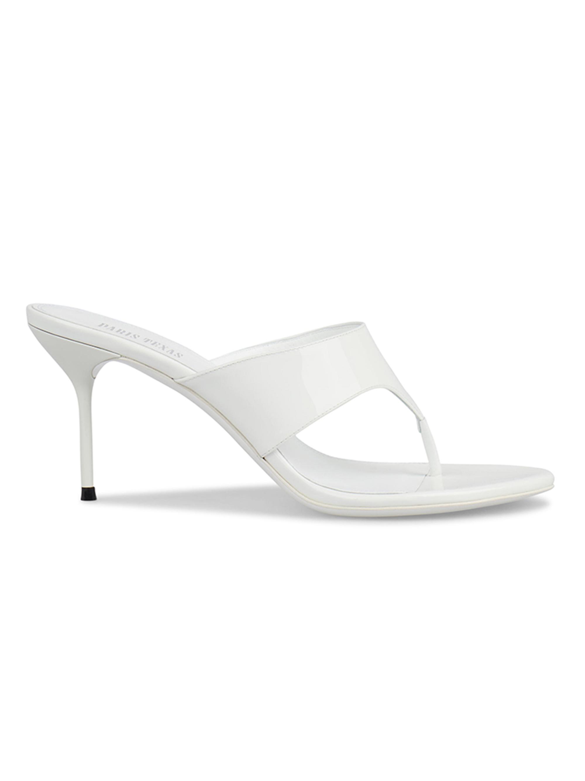 Paris Texas Women's Lidia 70MM Leather Thong Mules - Optic White