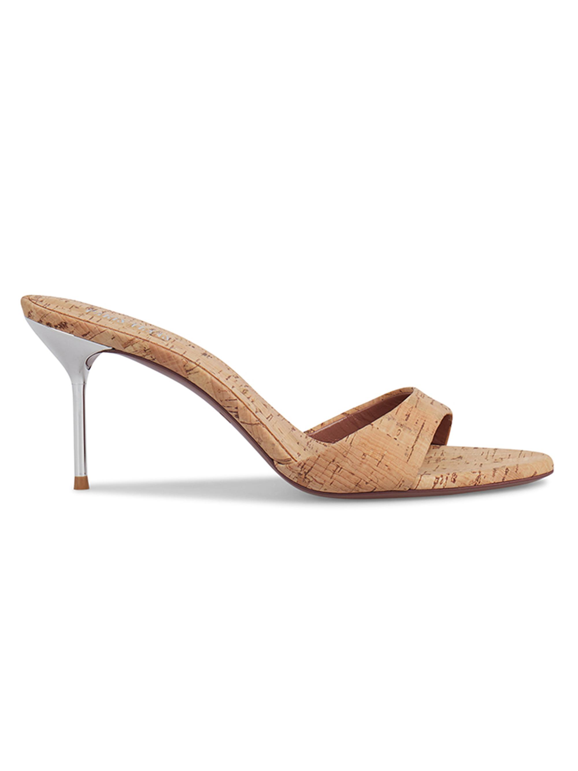 Paris Texas Women's Lidia Cork 70MM Mules - Natural Silver