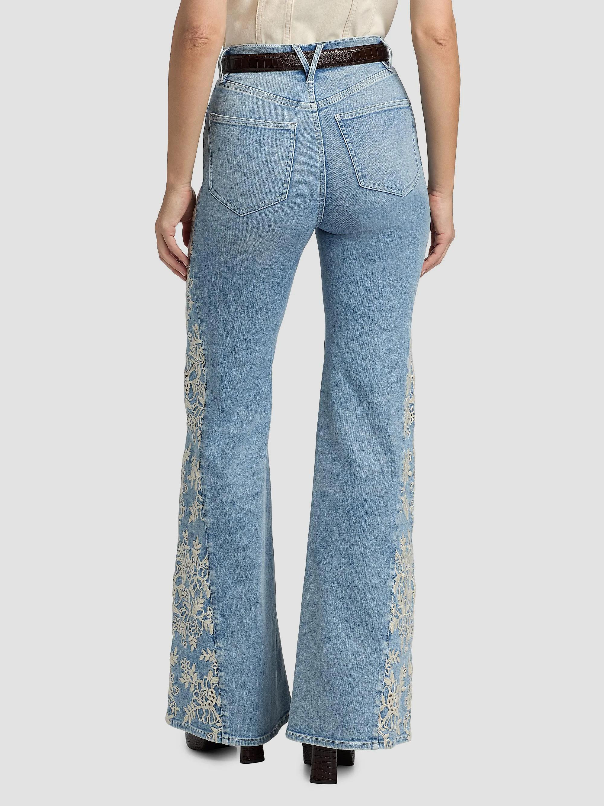 Veronica Beard Joplin Floral-Embroidered High-Rise Flare Jeans