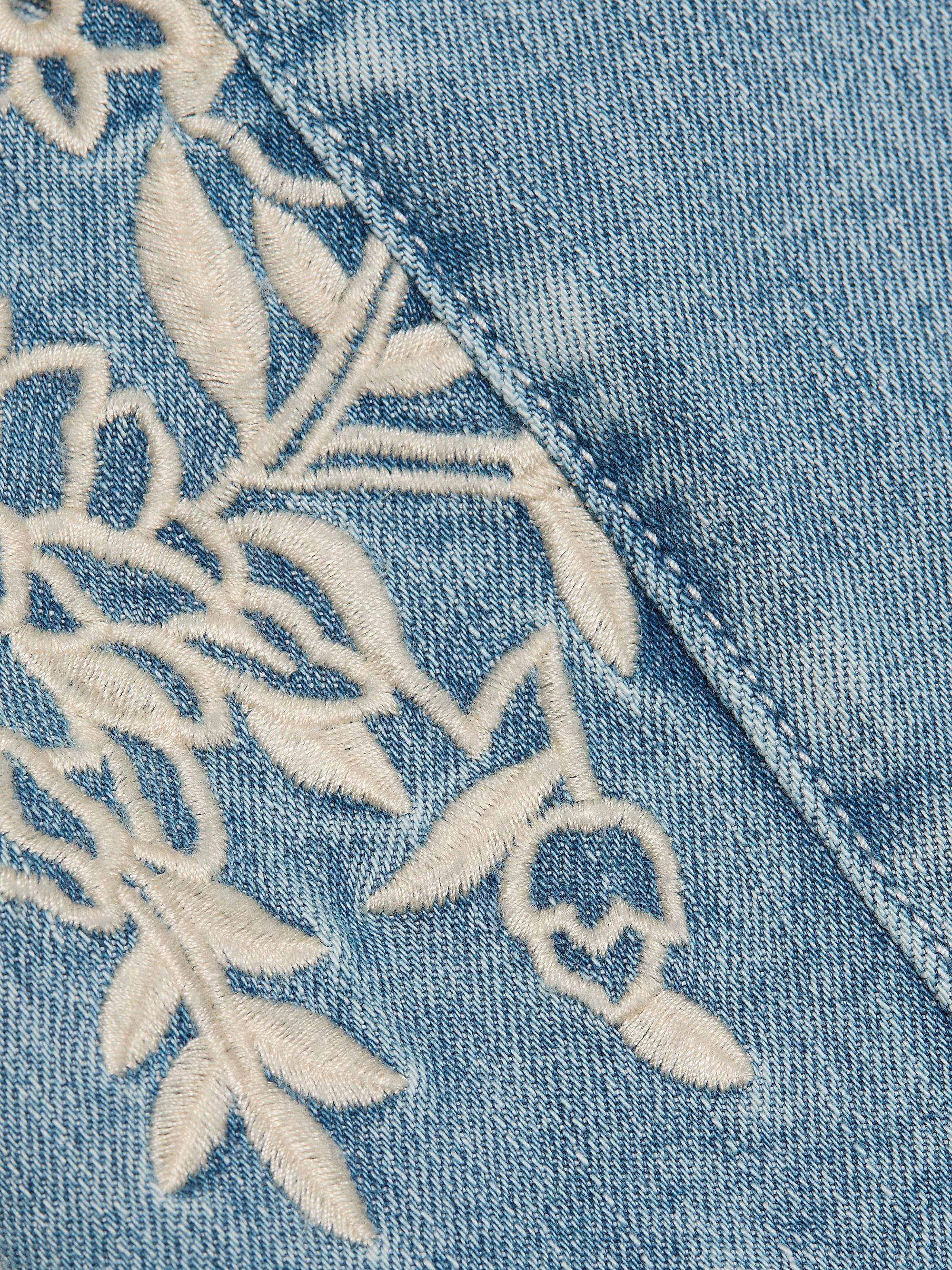 Veronica Beard Joplin Floral-Embroidered High-Rise Flare Jeans