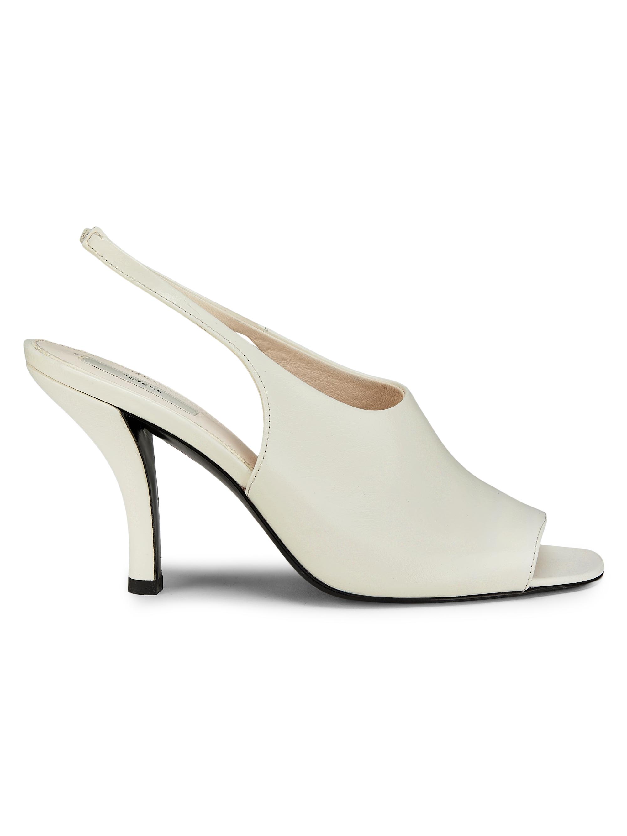 Toteme Women's Contour Naplack 85MM Leather Slingback Sandals - Off White