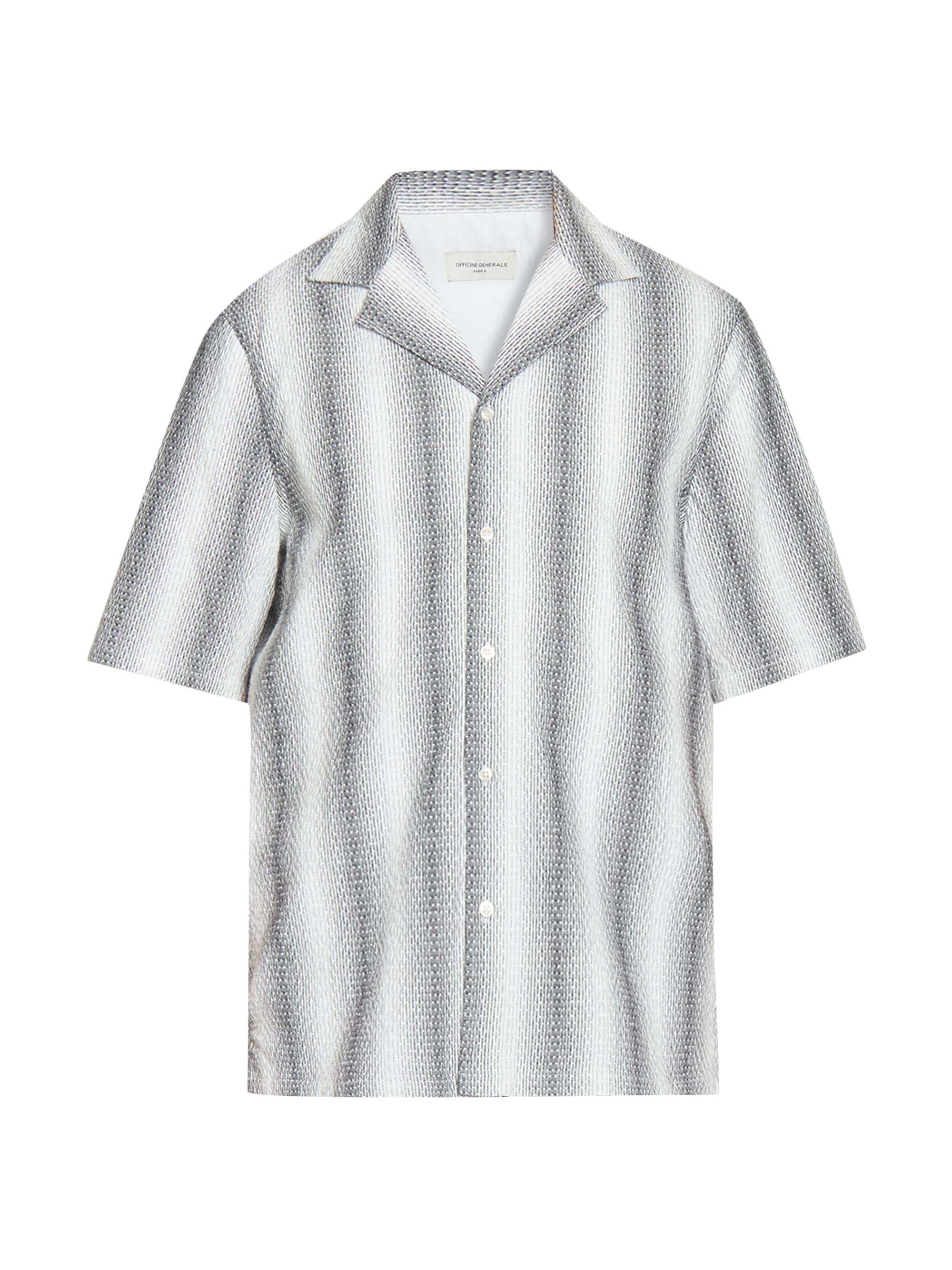 Officine Générale Men's Eren Striped Short-Sleeve Shirt - Mid Grey White