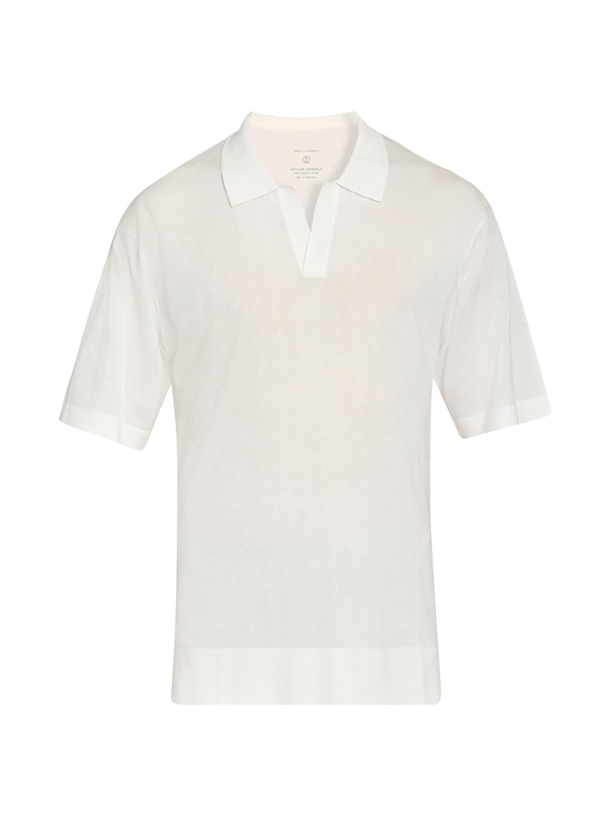 Officine Générale Men's Pele Texture Wool-Blend Polo Shirt - Cream
