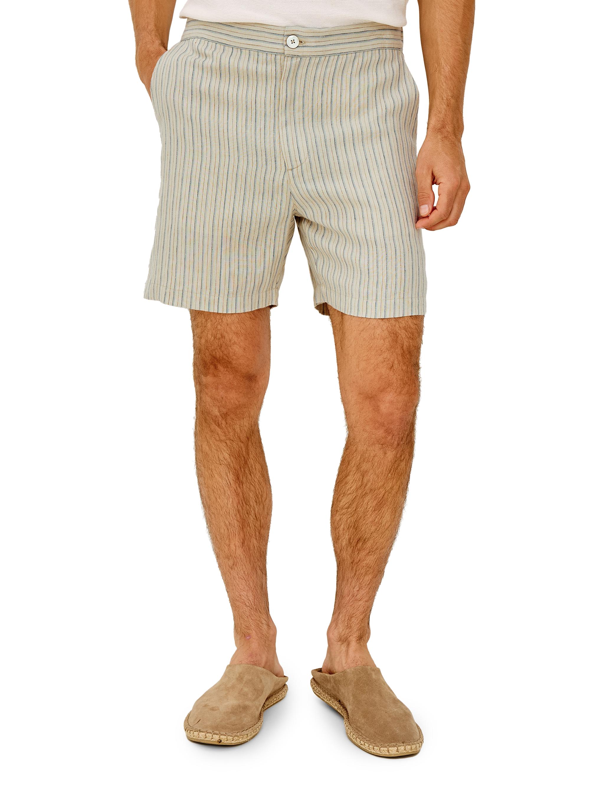 Rails Men's Wilson Striped Linen-Cotton Shorts - Ecru Multi Stripe | Thumbnail 3