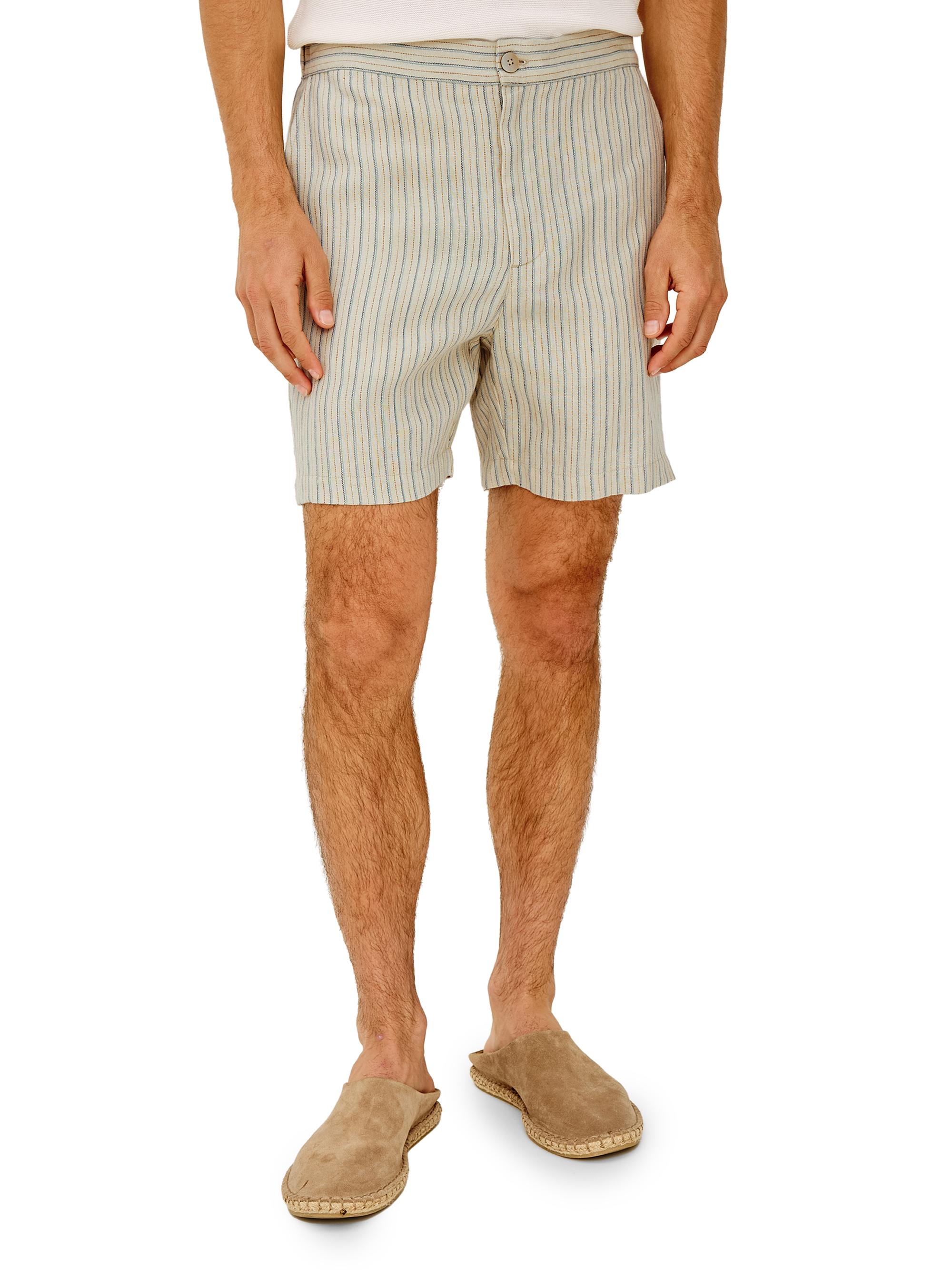 Rails Men's Wilson Striped Linen-Cotton Shorts - Ecru Multi Stripe | Thumbnail 4